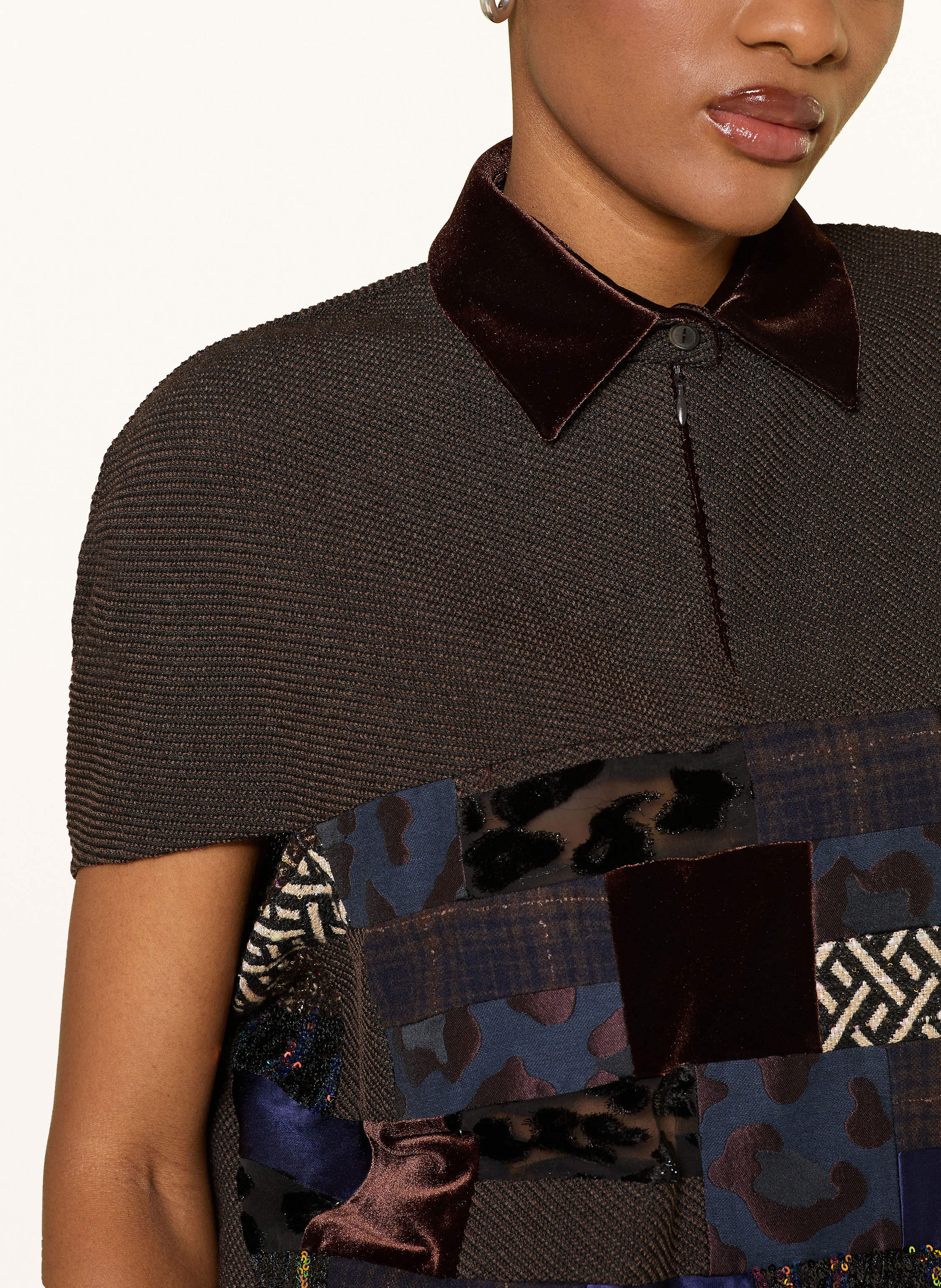 Thumbnail - Talbot Runhof Blusenshirt Im Materialmix braun