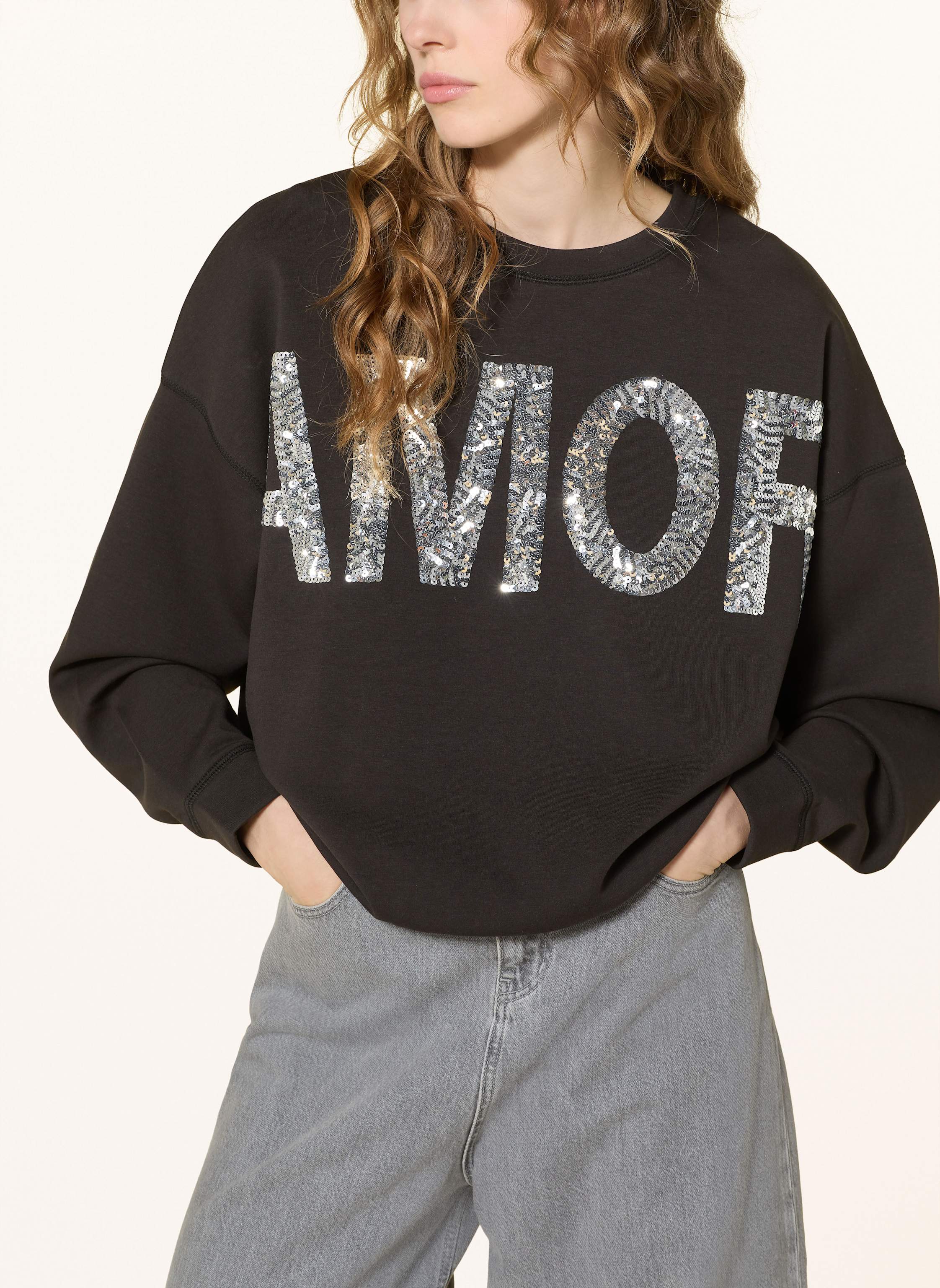Thumbnail - Ichi Sweatshirt Ihkelicia Mit Pailletten schwarz
