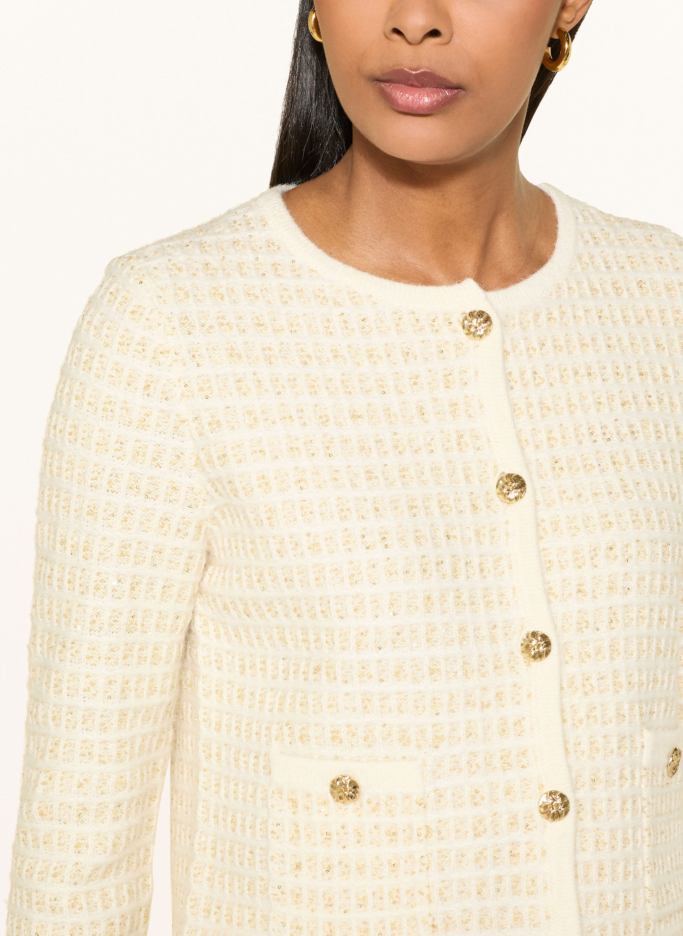 Thumbnail - Joseph Ribkoff Strickjacke Mit Glitzergarn Und Pailletten weiss