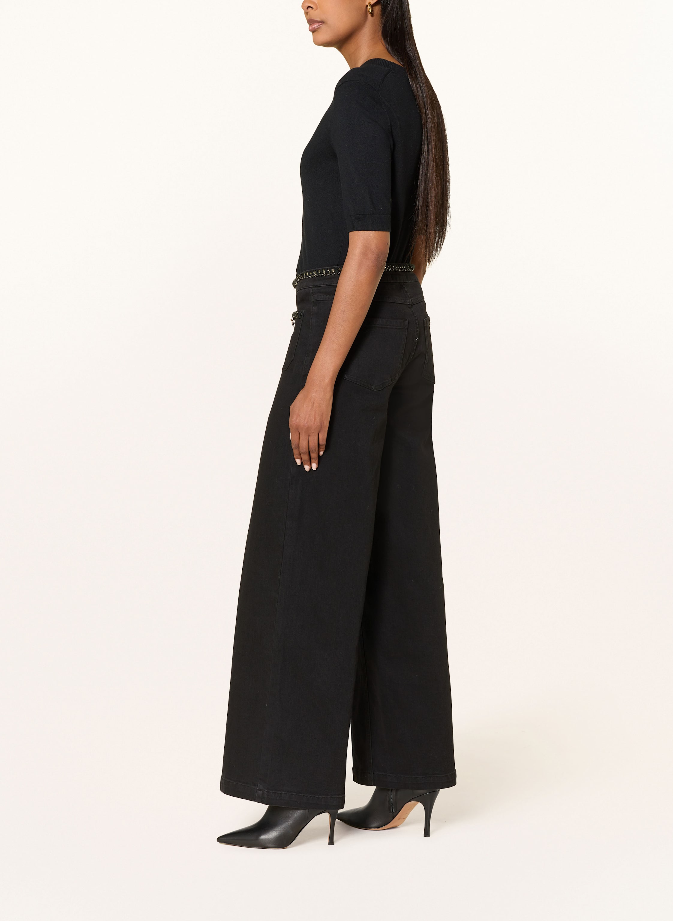 Thumbnail - Joseph Ribkoff Wide Leg Jeans Mit Glitzergarn schwarz