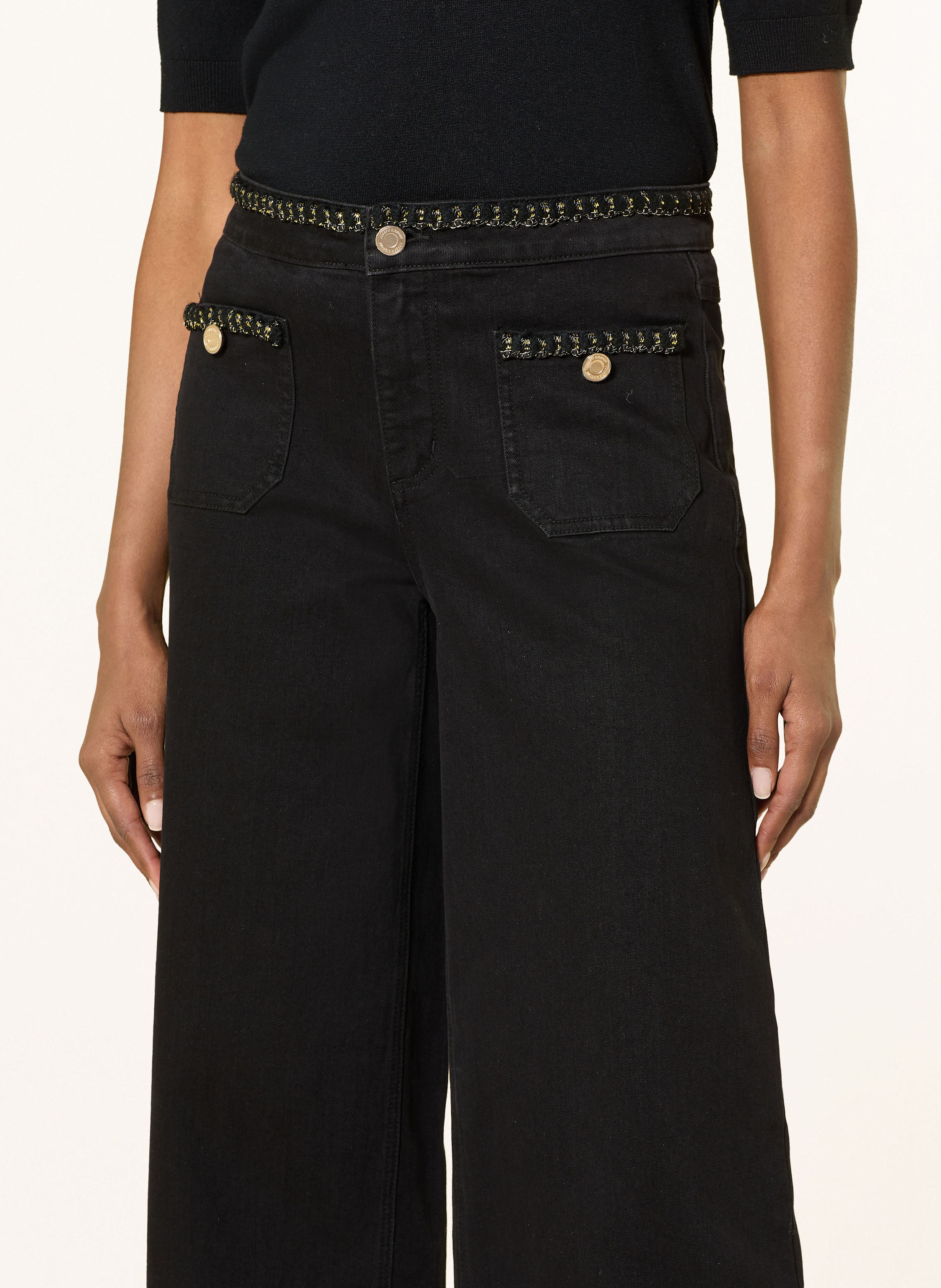 Thumbnail - Joseph Ribkoff Wide Leg Jeans Mit Glitzergarn schwarz