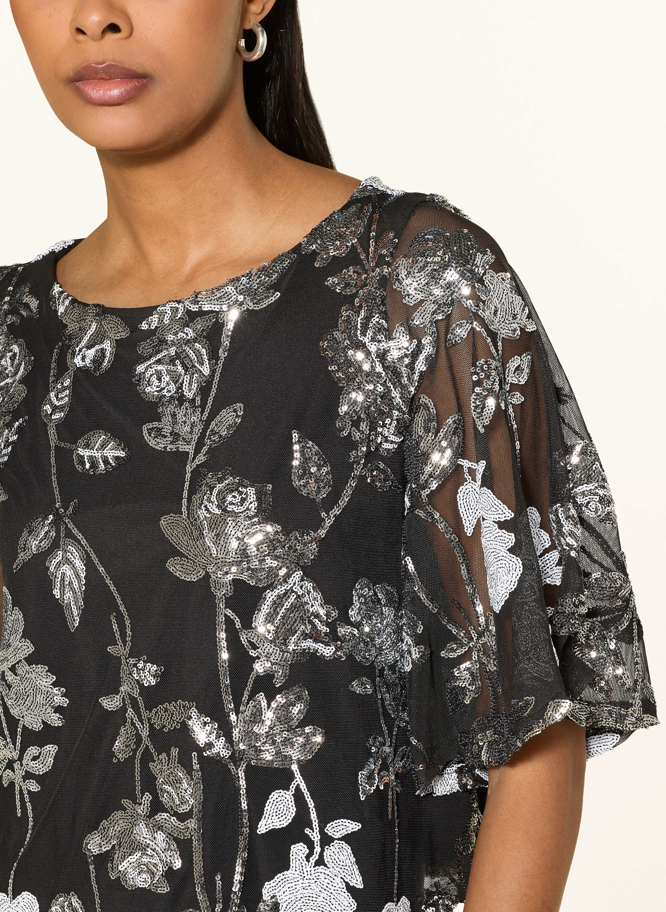 Thumbnail - Joseph Ribkoff Blusenshirt Aus Mesh Mit Pailletten Und 3/4-Arm schwarz