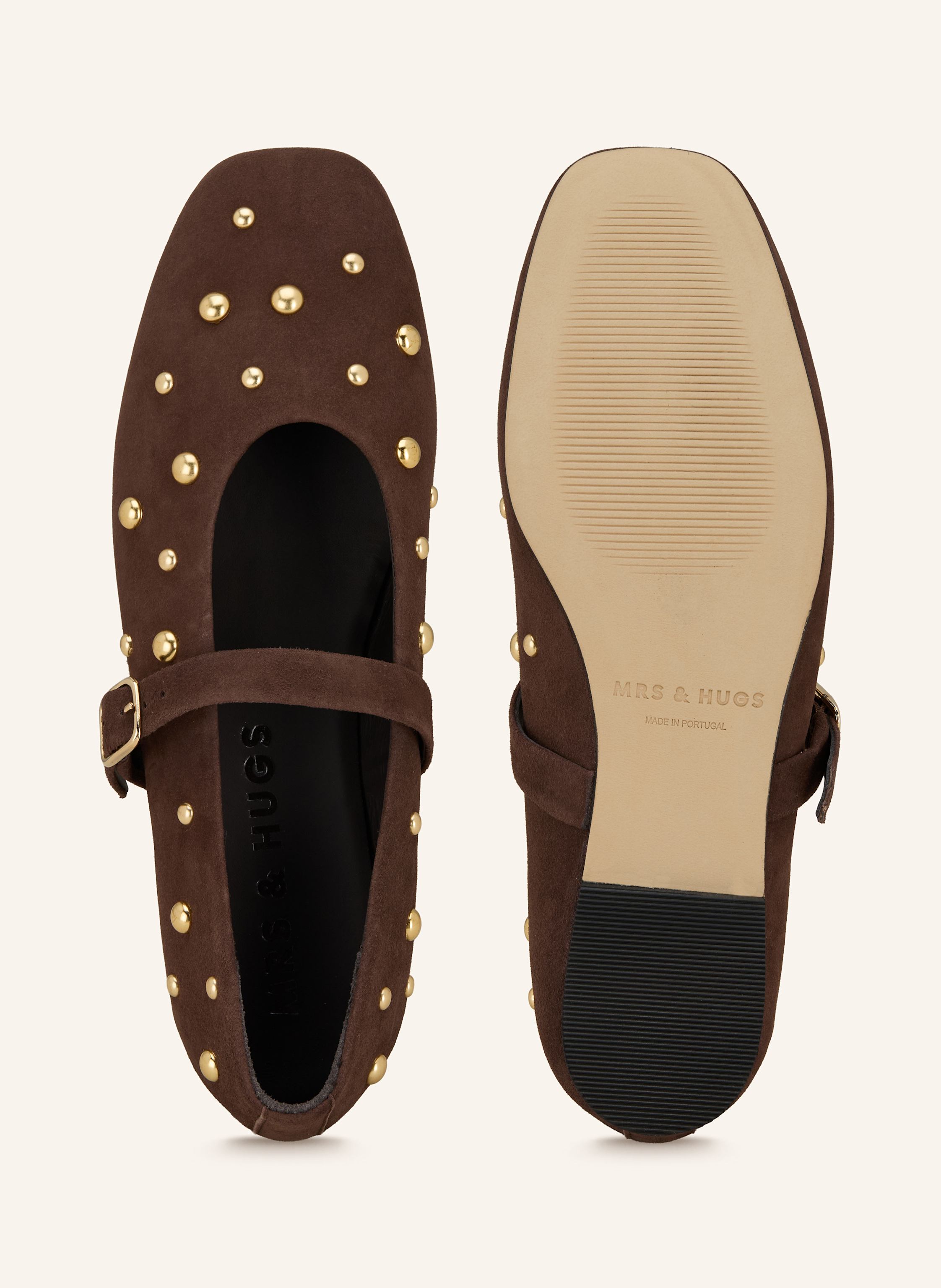 Thumbnail - Mrs & Hugs Mary-Jane-Ballerinas Mit Nieten braun