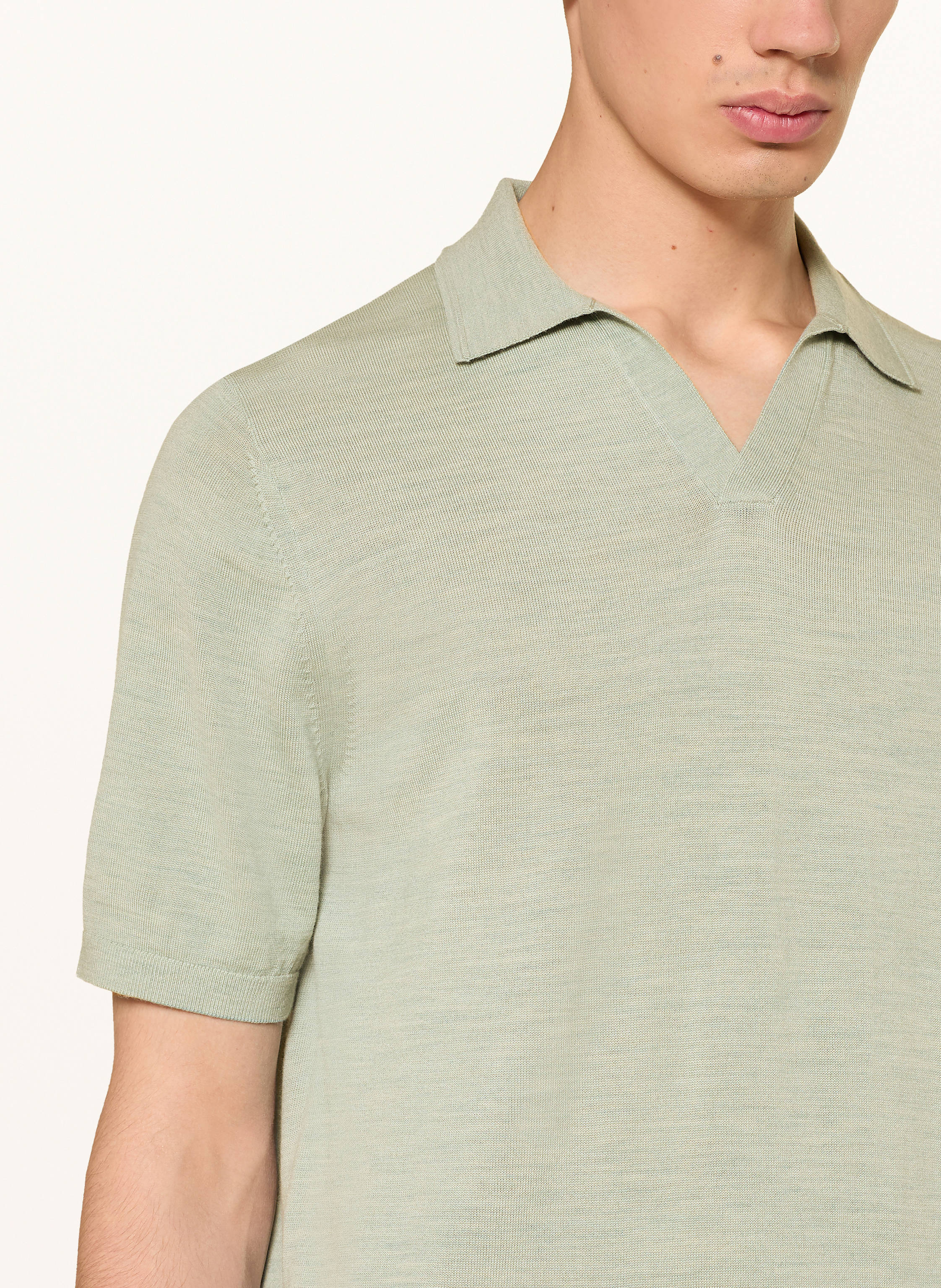 Thumbnail - Reiss Strick-Poloshirt Duchie Aus Merinowolle gruen