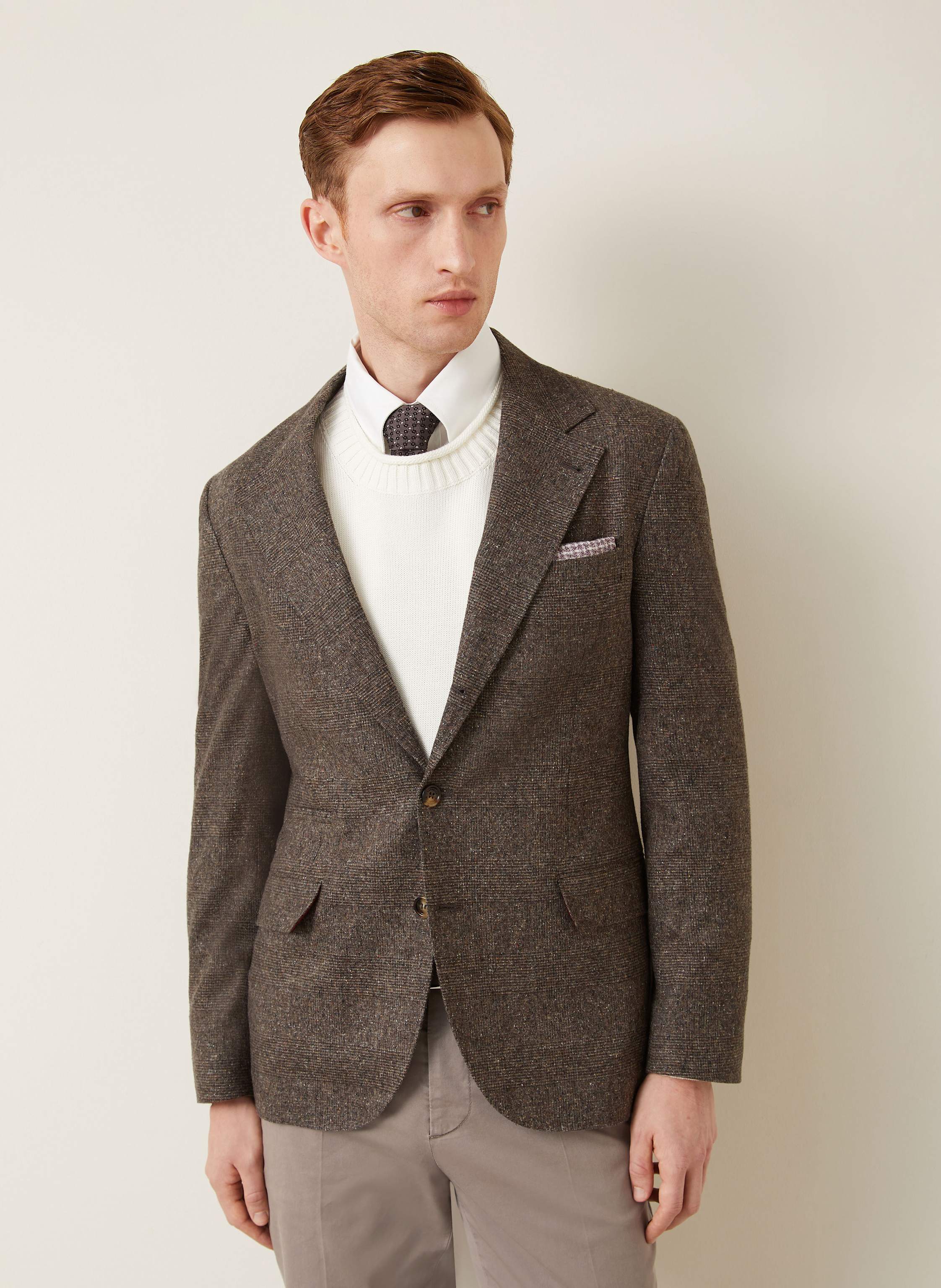 Thumbnail - Brunello Cucinelli Flanellsakko Extra Slim Fit Mit Seide braun