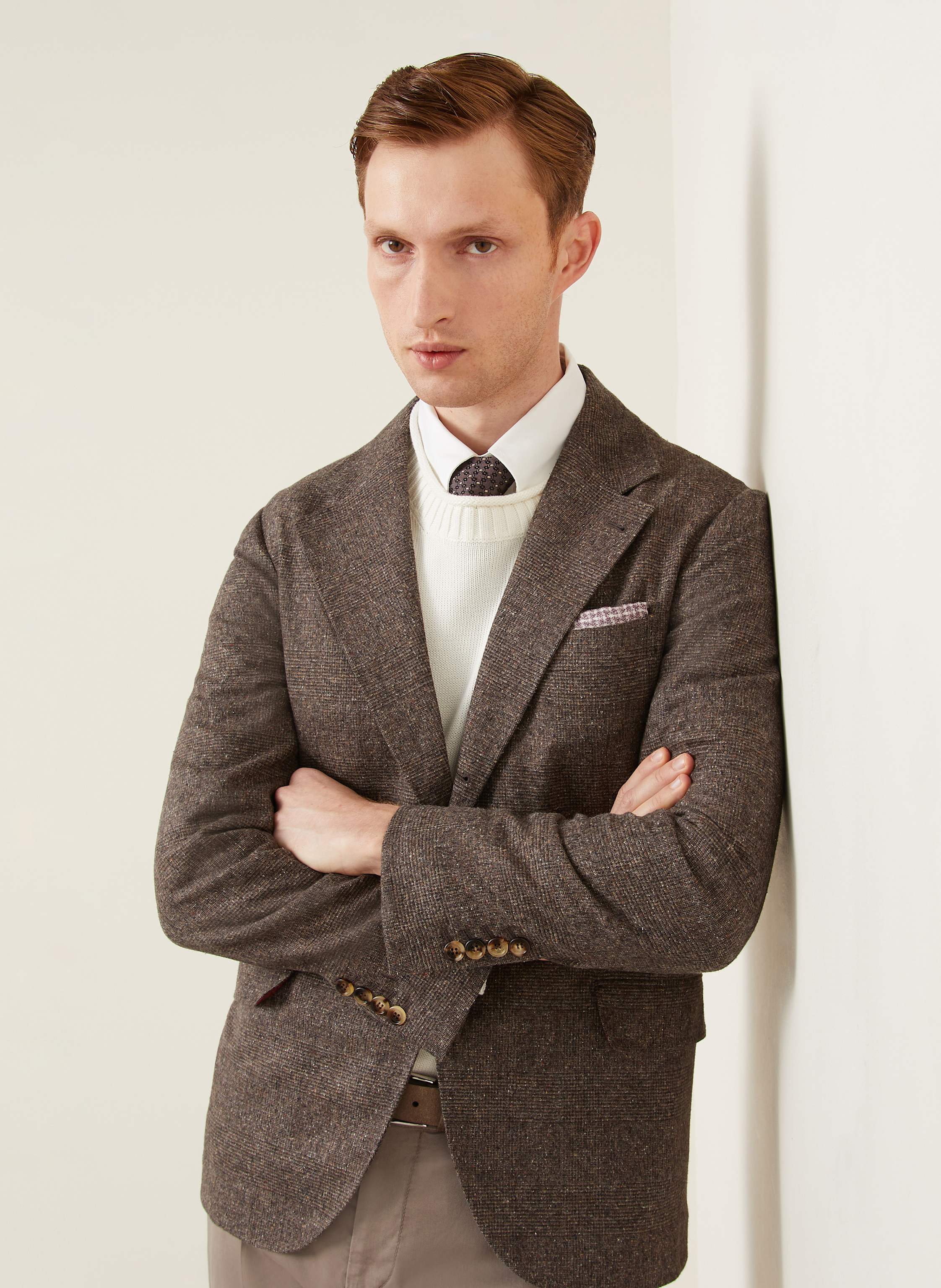 Thumbnail - Brunello Cucinelli Flanellsakko Extra Slim Fit Mit Seide braun