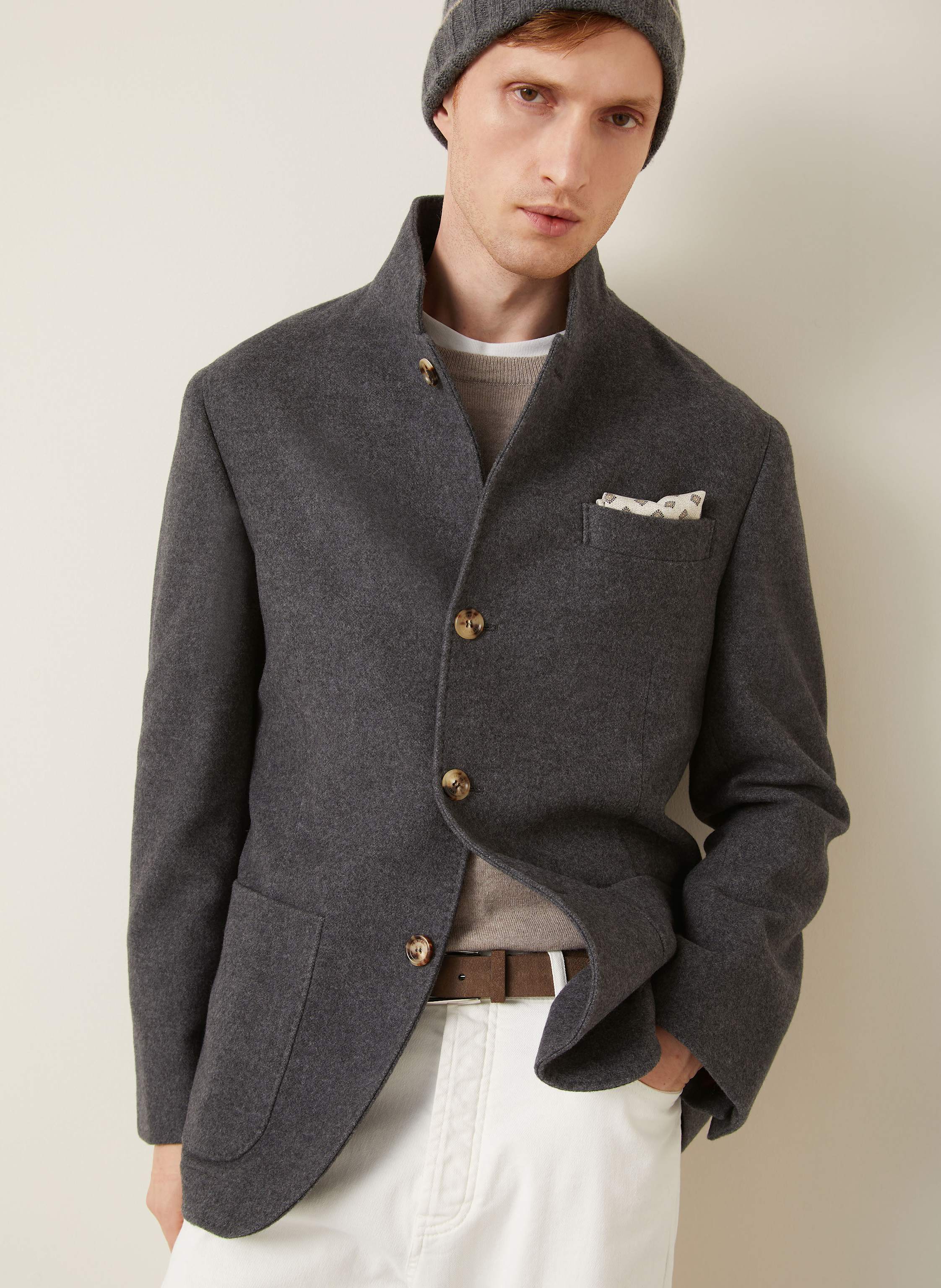 Thumbnail - Brunello Cucinelli Cashmere-Sakko Regular Fit grau