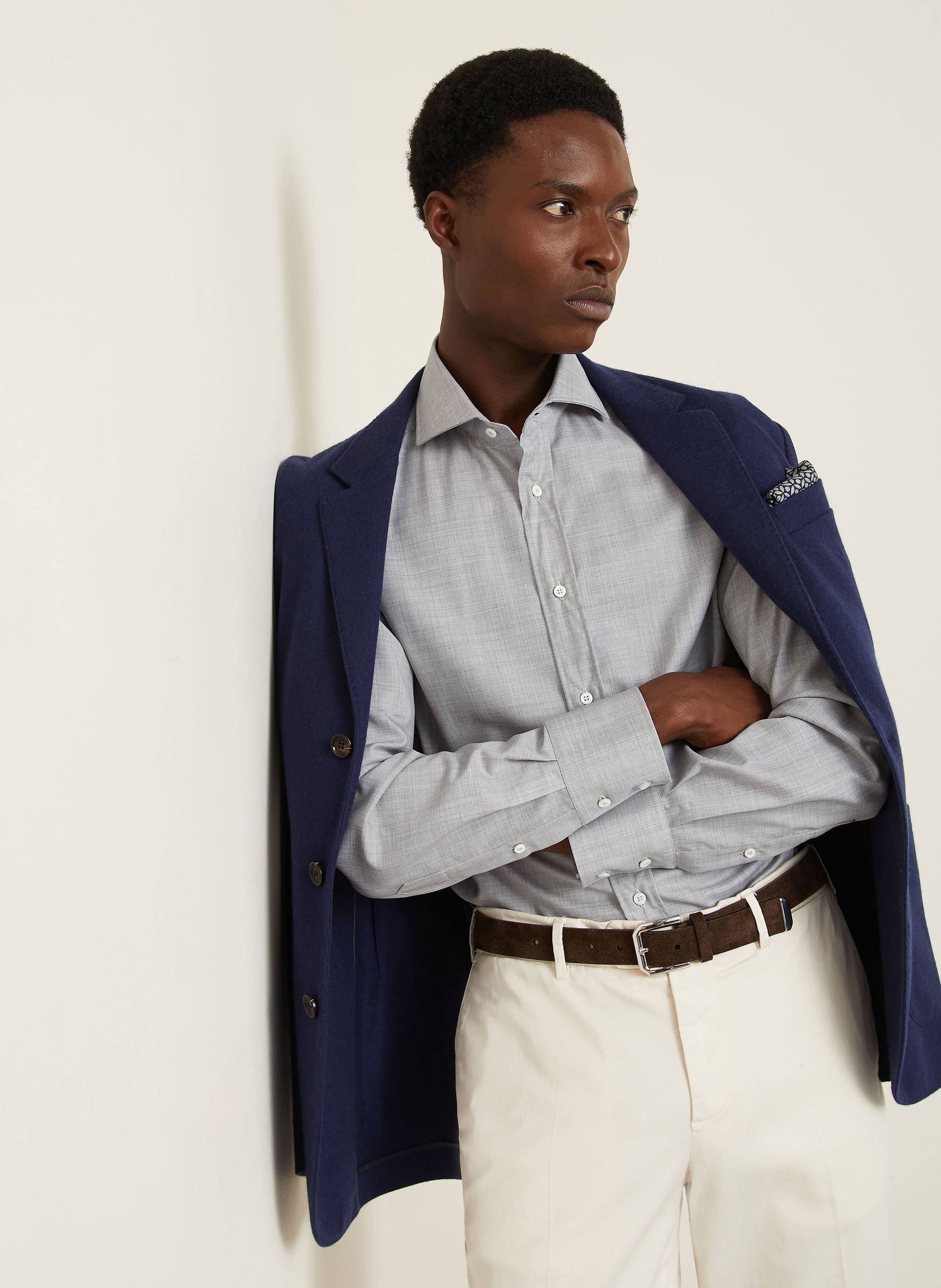 Thumbnail - Brunello Cucinelli Hemd Slim Fit grau