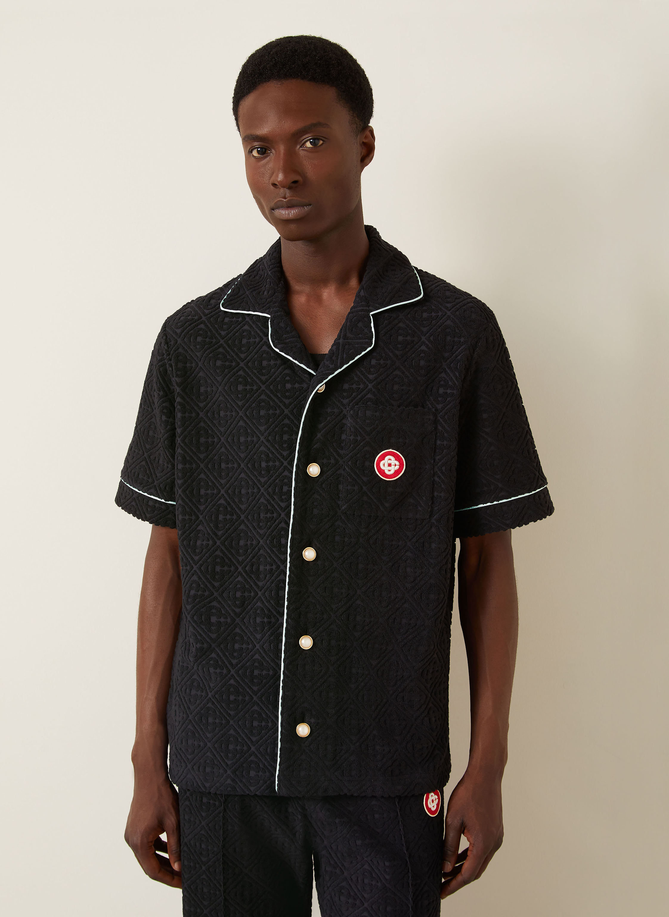 Thumbnail - Casablanca Resorthemd Comfort Fit Aus Frottee schwarz