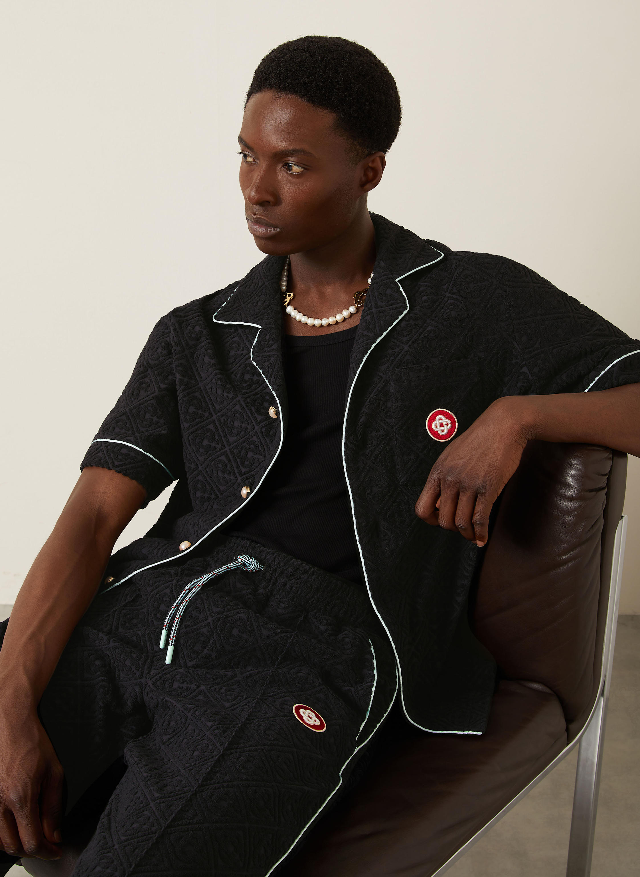 Thumbnail - Casablanca Resorthemd Comfort Fit Aus Frottee schwarz