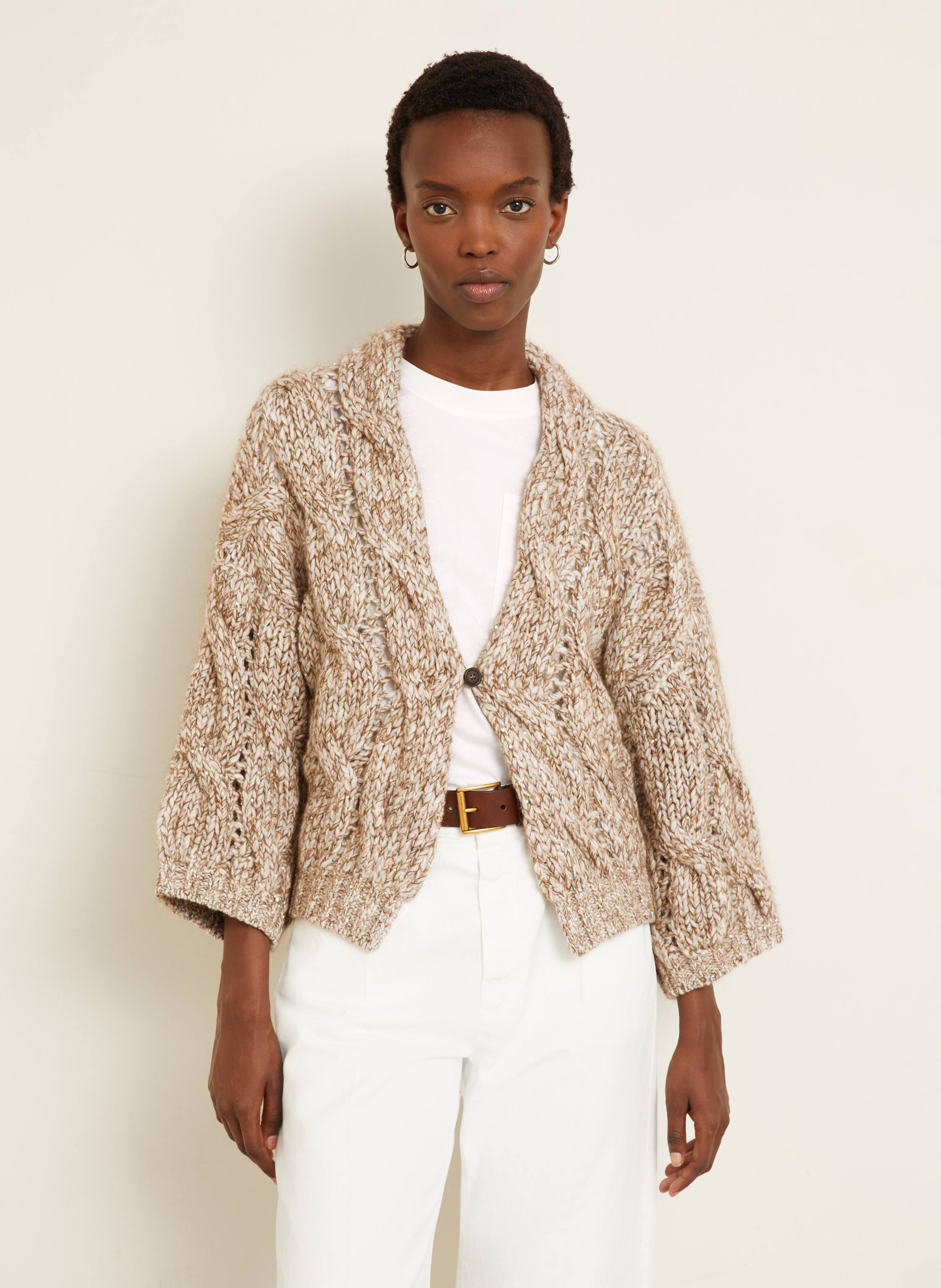 Thumbnail - Brunello Cucinelli Strickjacke Mit Cashmere Und Pailletten braun