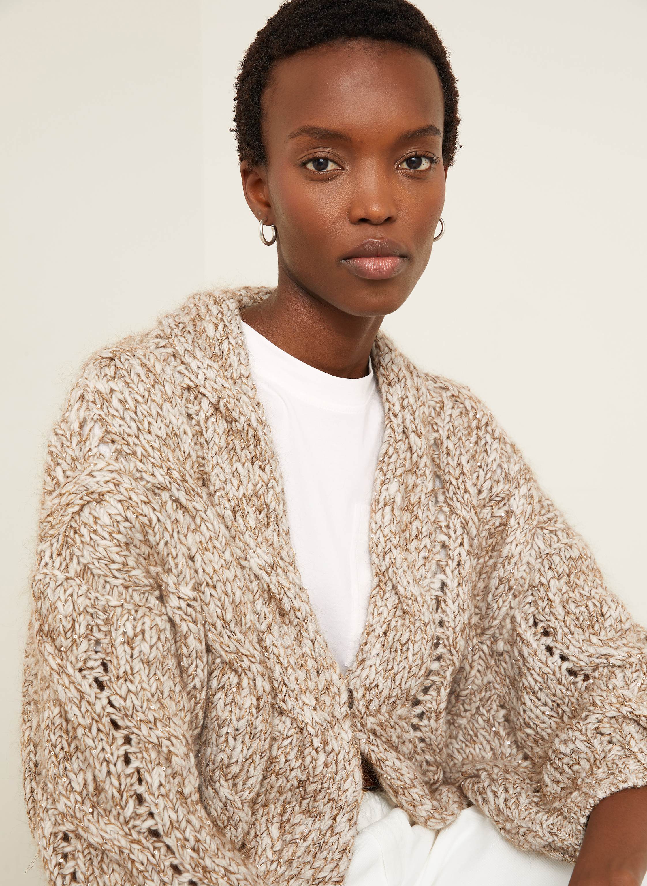 Thumbnail - Brunello Cucinelli Strickjacke Mit Cashmere Und Pailletten braun