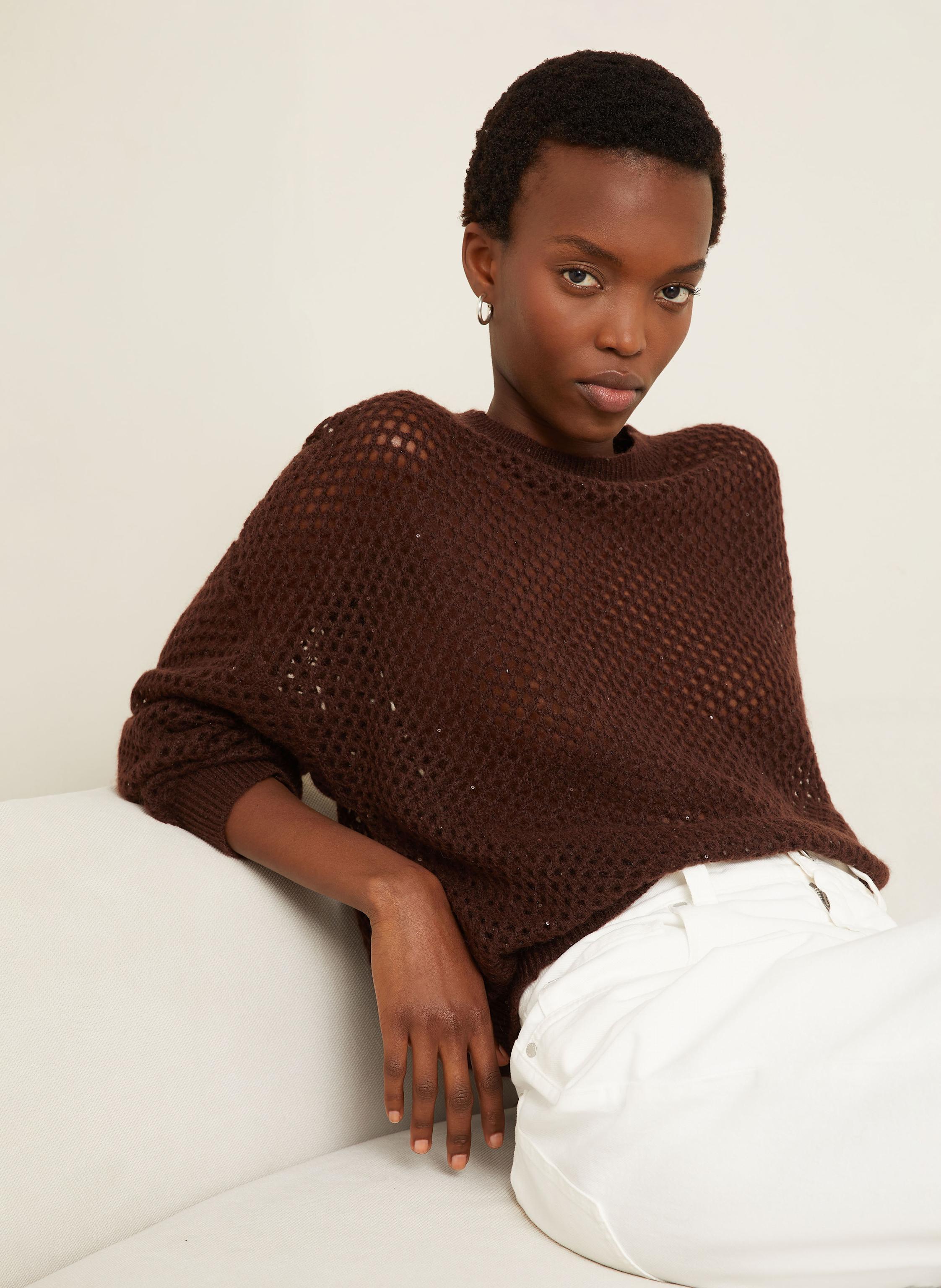Thumbnail - Brunello Cucinelli Pullover Mit Mohair Und Pailletten braun