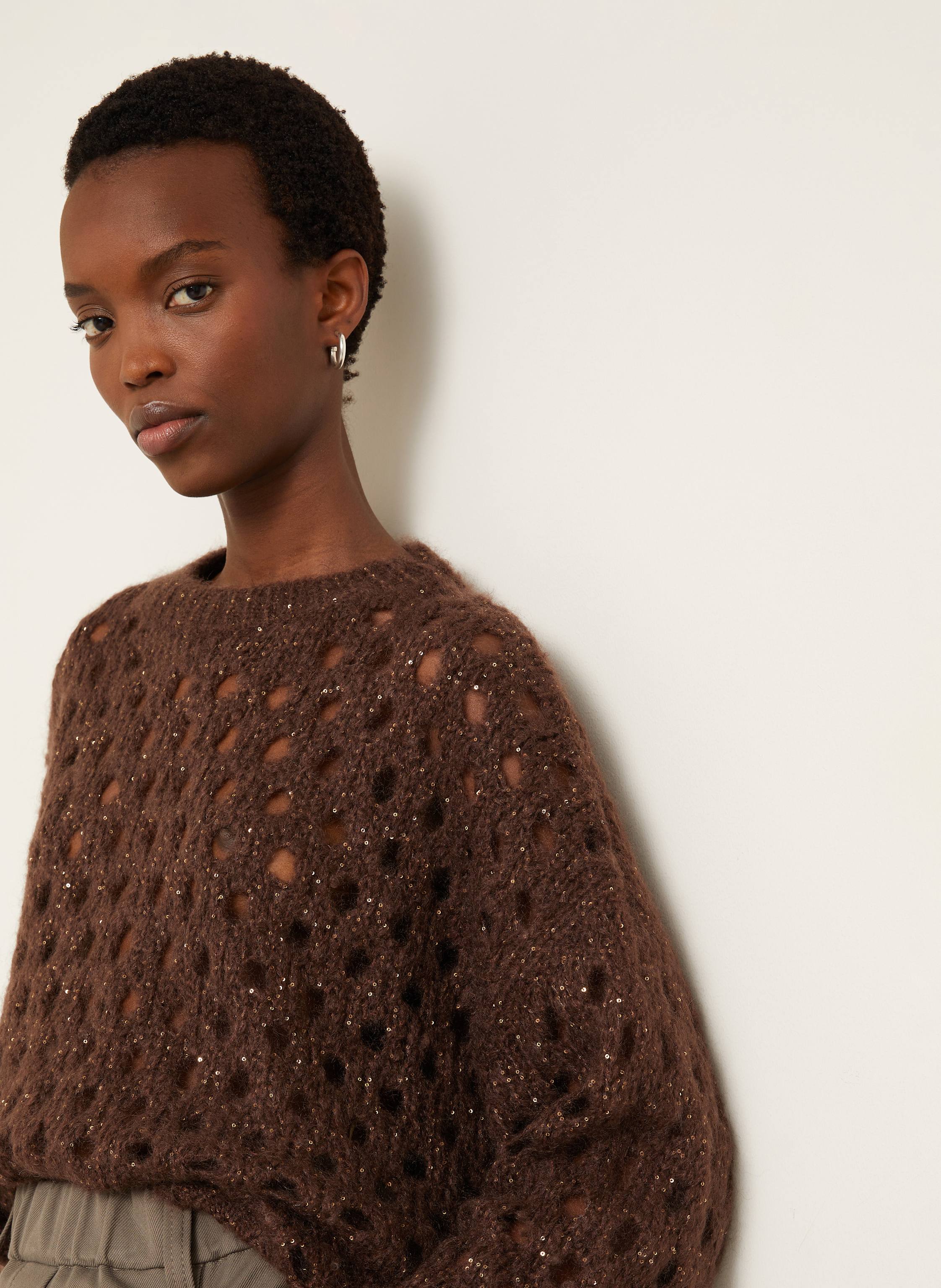 Thumbnail - Brunello Cucinelli Pullover Mit Mohair Und Pailletten braun