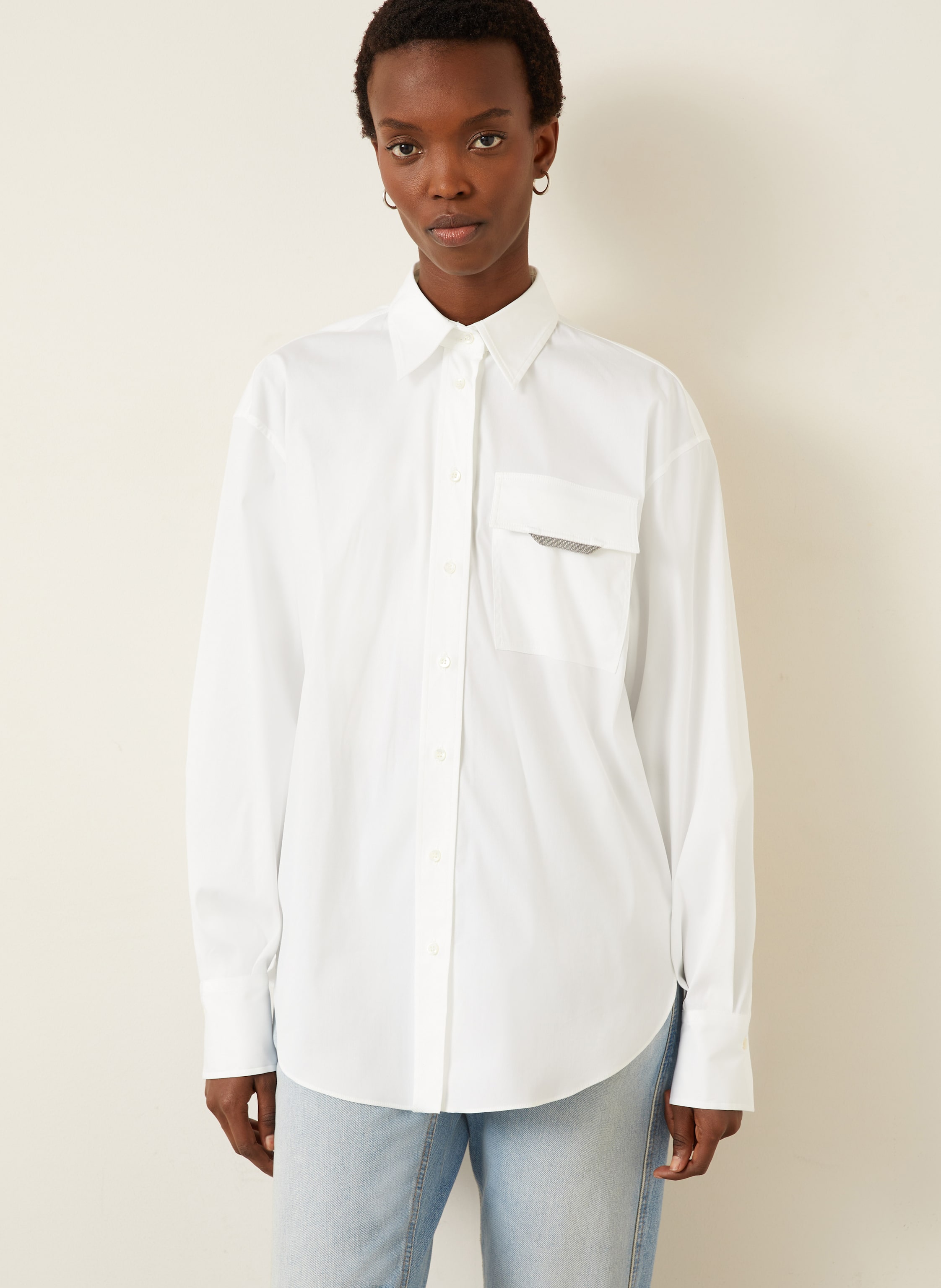Thumbnail - Brunello Cucinelli Hemdbluse Mit Schmucksteinen weiss