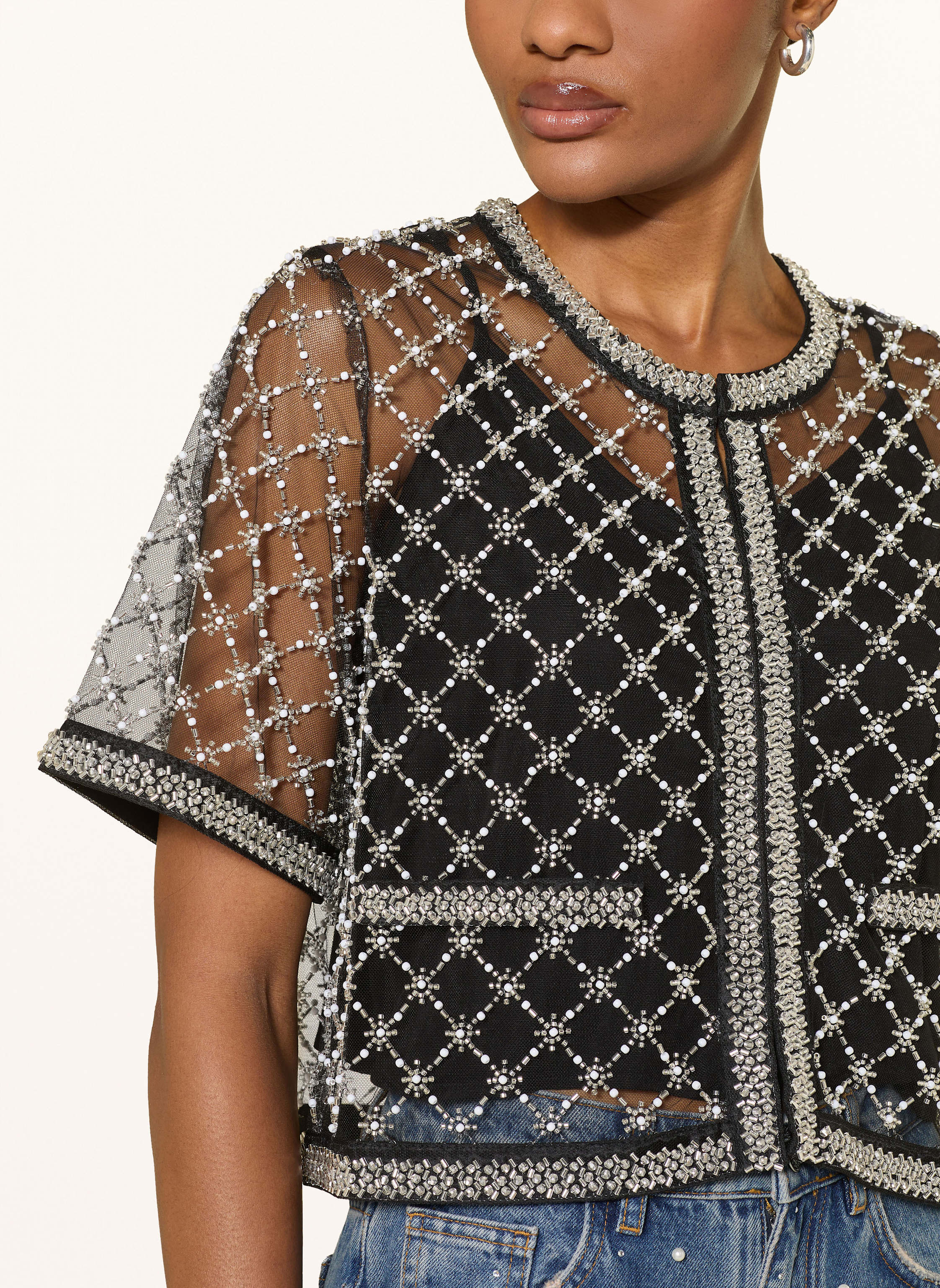 Thumbnail - Maje Blusenshirt Mit Schmucksteinen schwarz