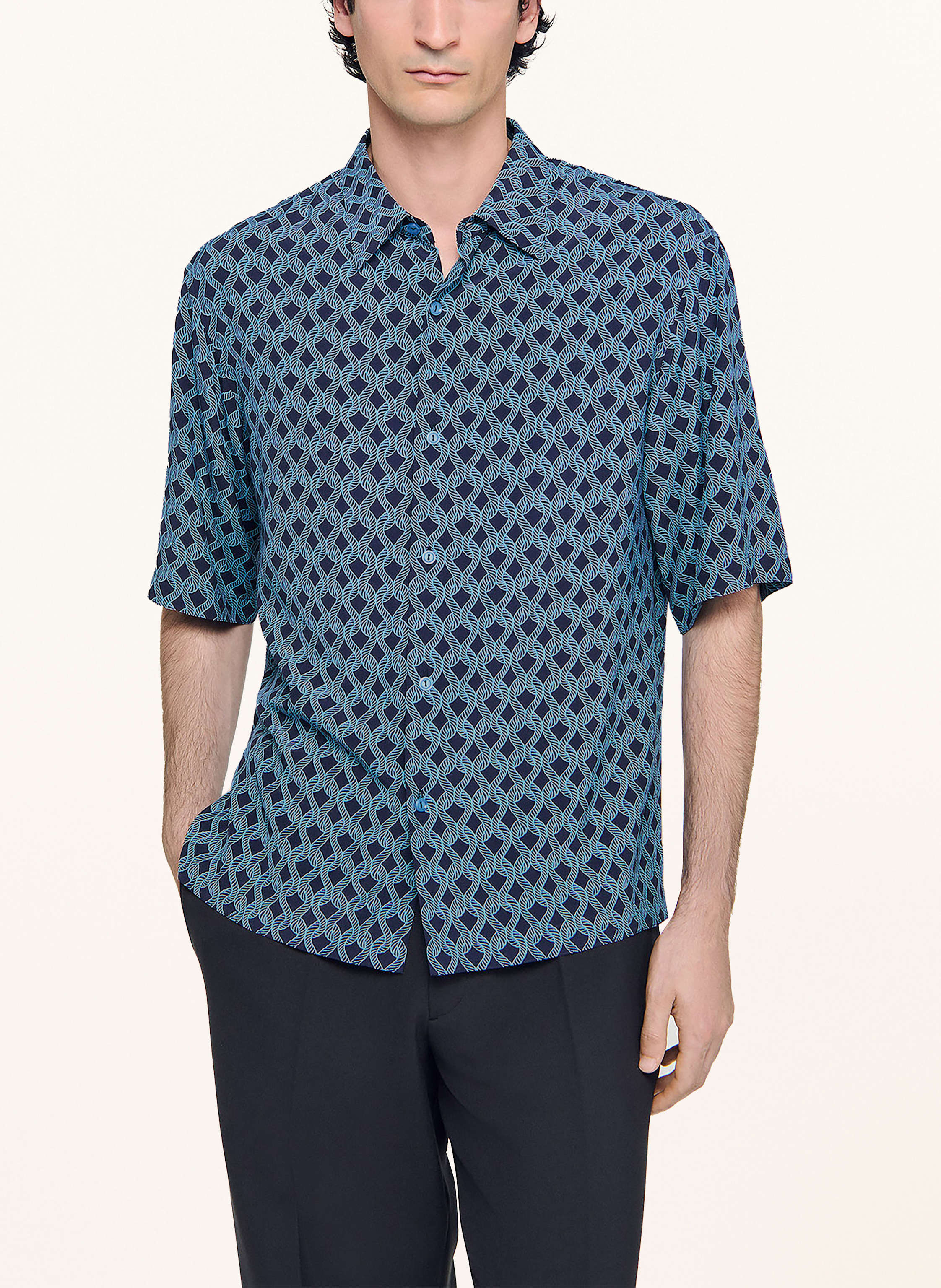 Thumbnail - Sandro Kurzarm-Hemd Regular Fit blau