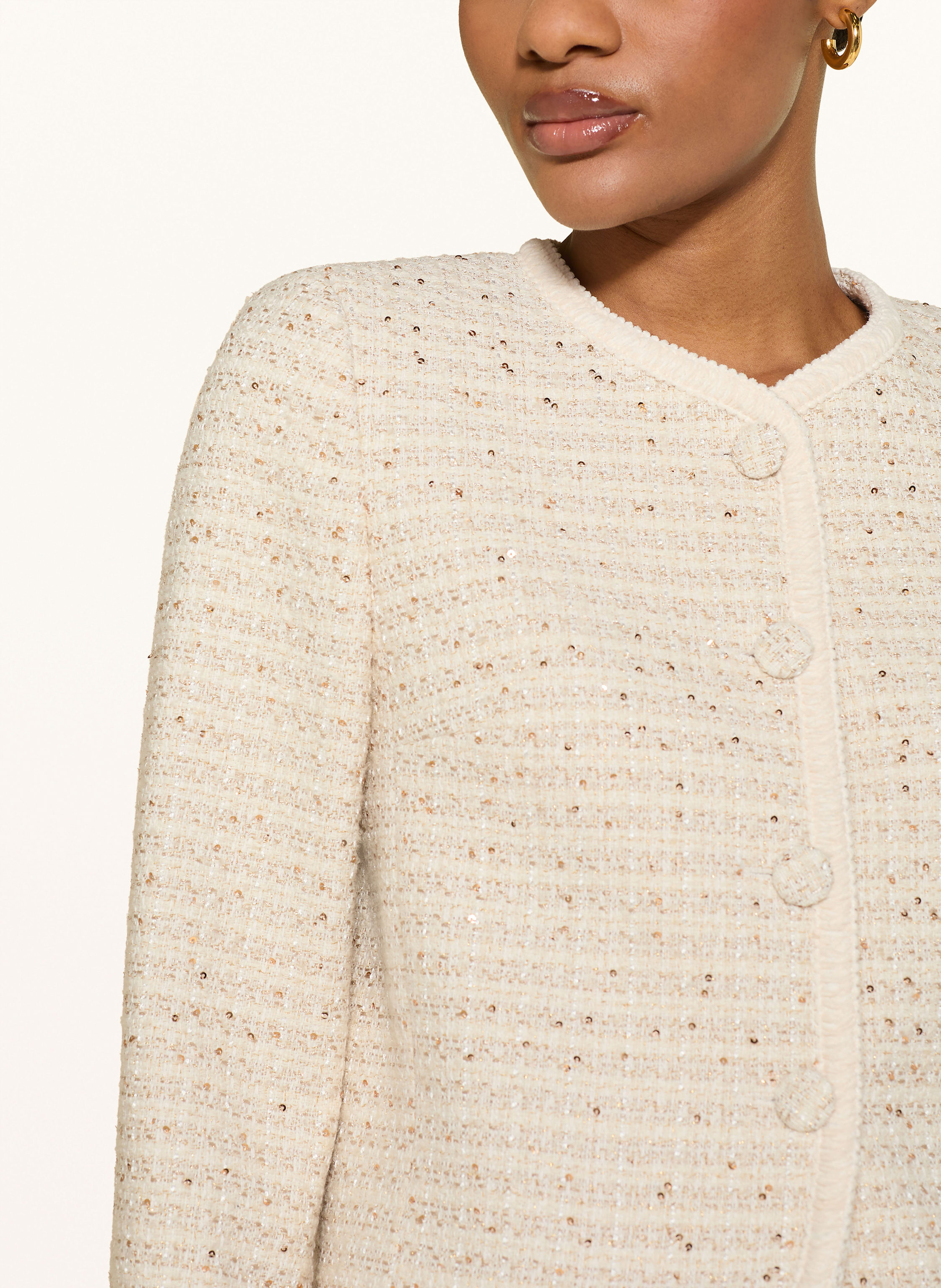 Thumbnail - Claudie Pierlot Tweed-Jacke Mit Pailletten beige