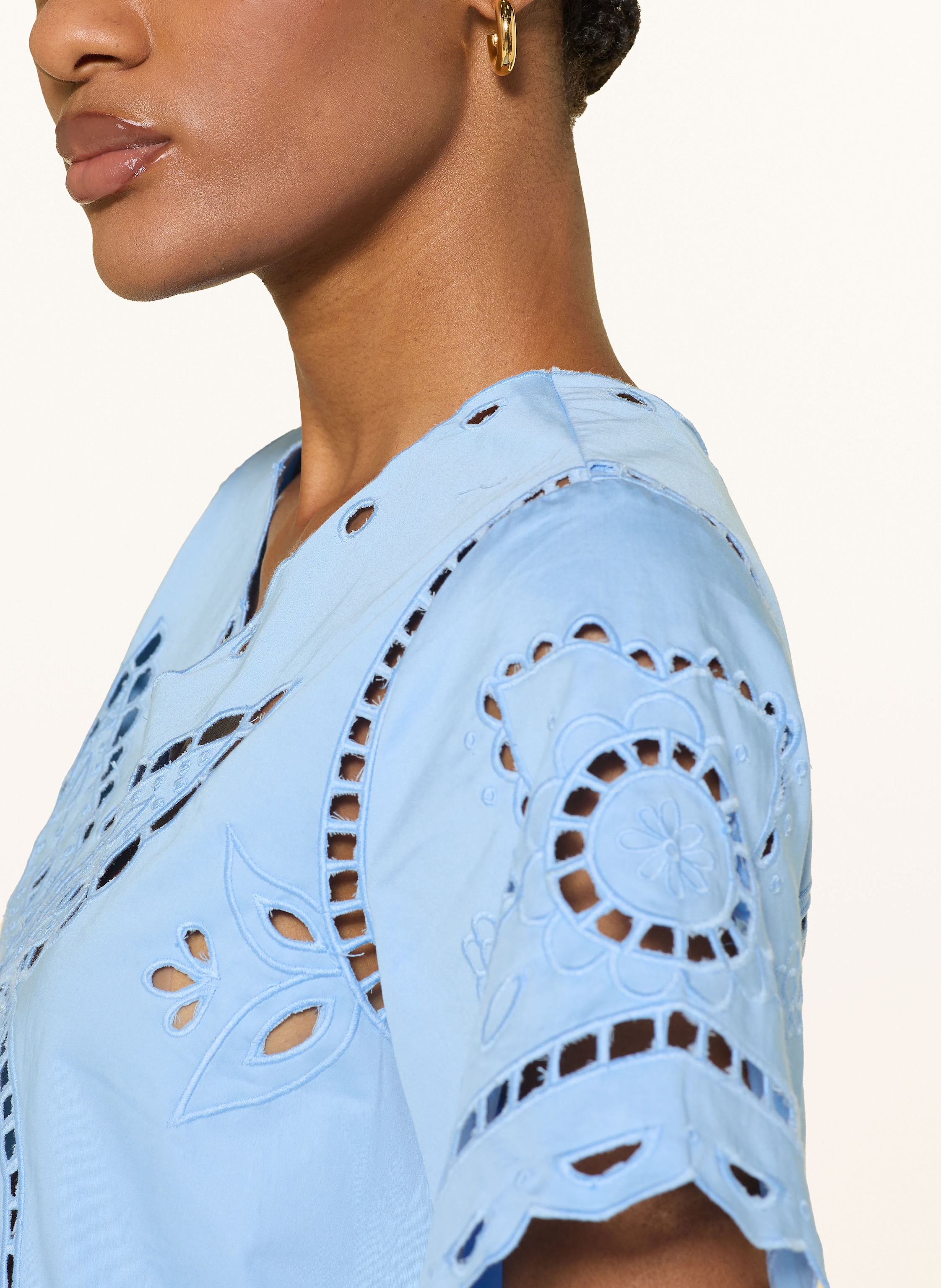 Thumbnail - Claudie Pierlot Cropped-Blusenshirt Aus Lochspitze blau