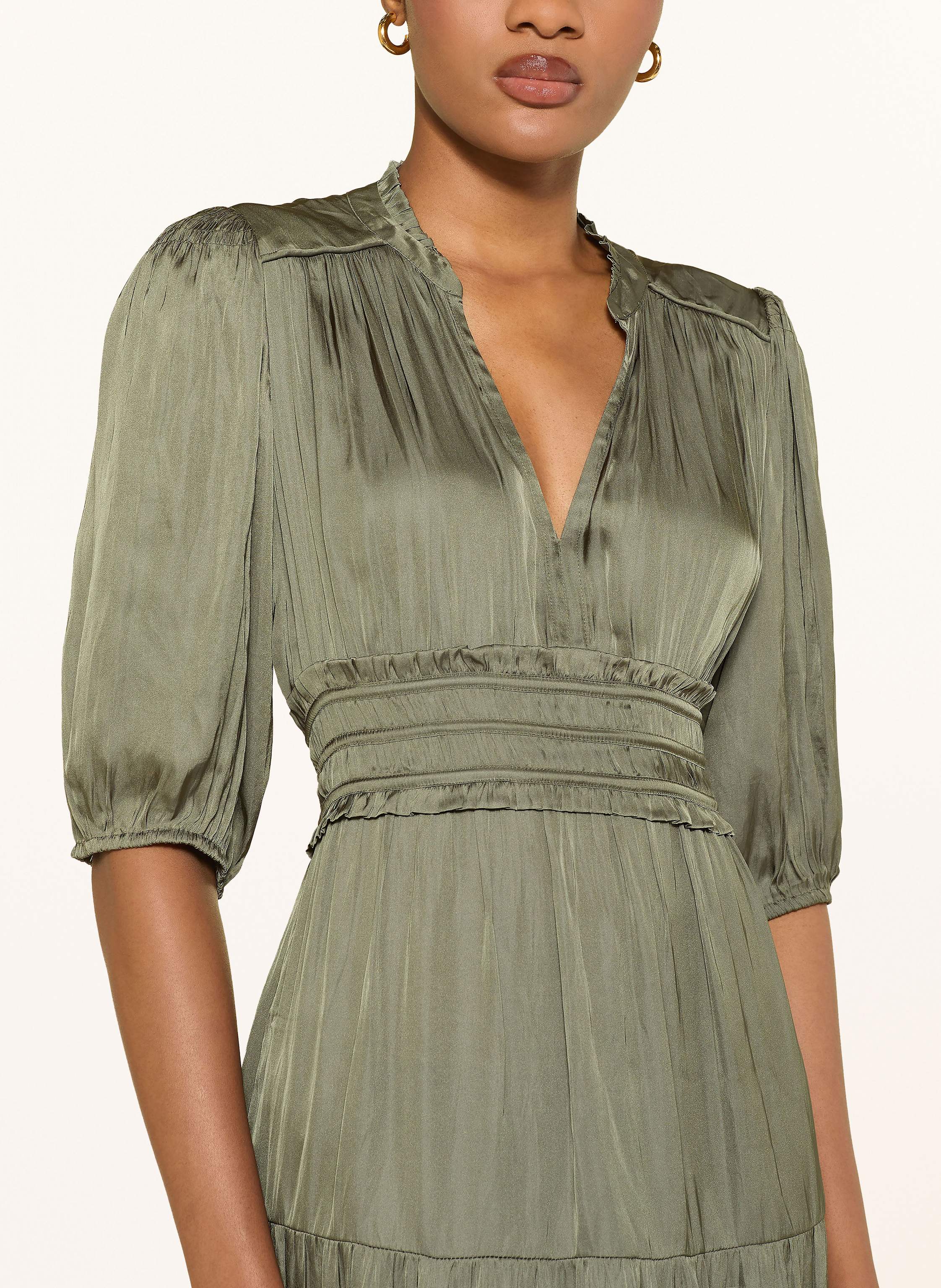 Thumbnail - Ba&Sh Satinkleid Cleli Mit Rüschen gruen