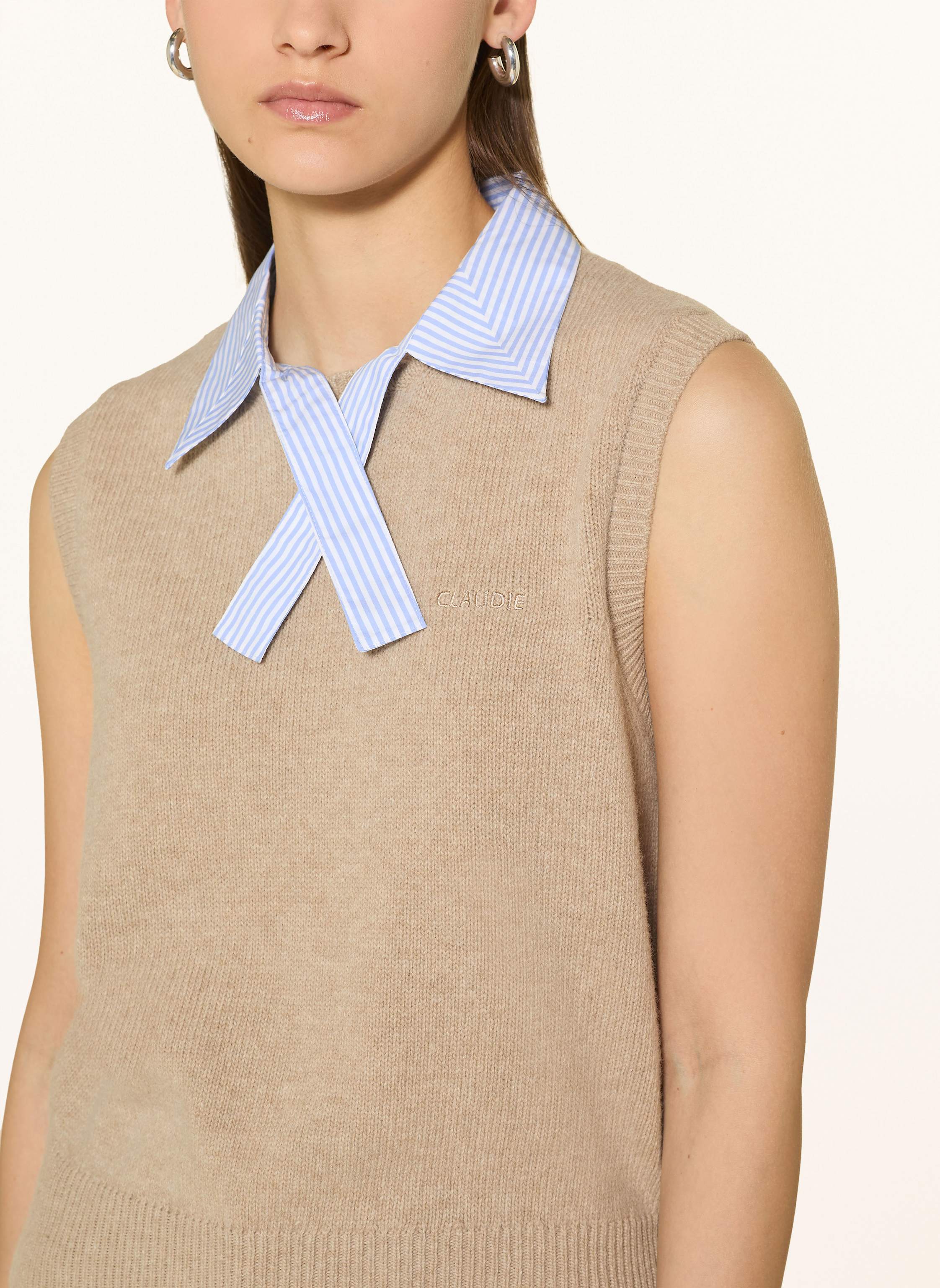 Thumbnail - Claudie Pierlot Pullunder Mit Abnehmbarem Kragen beige