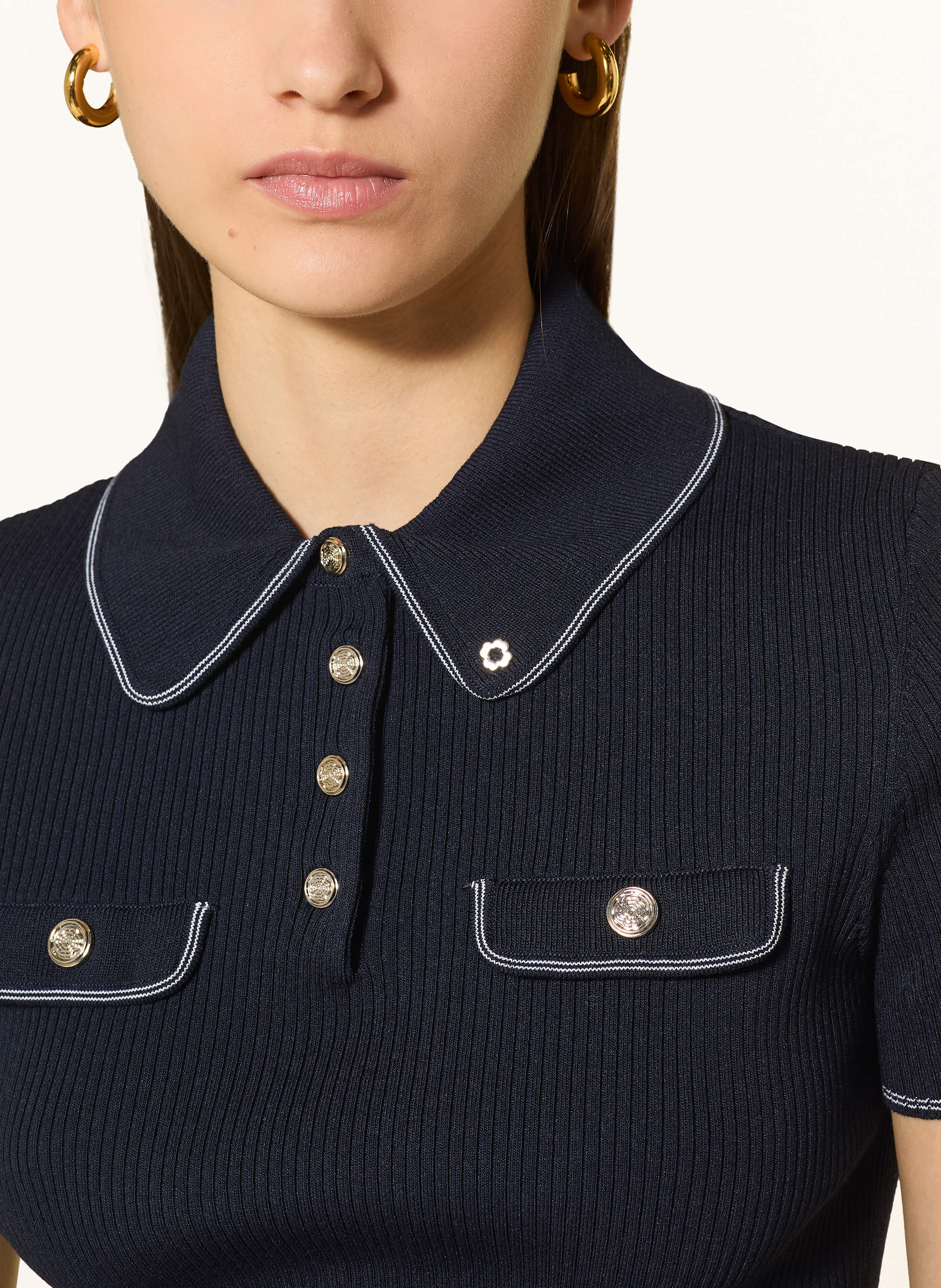 Thumbnail - Maje Strick-Poloshirt blau