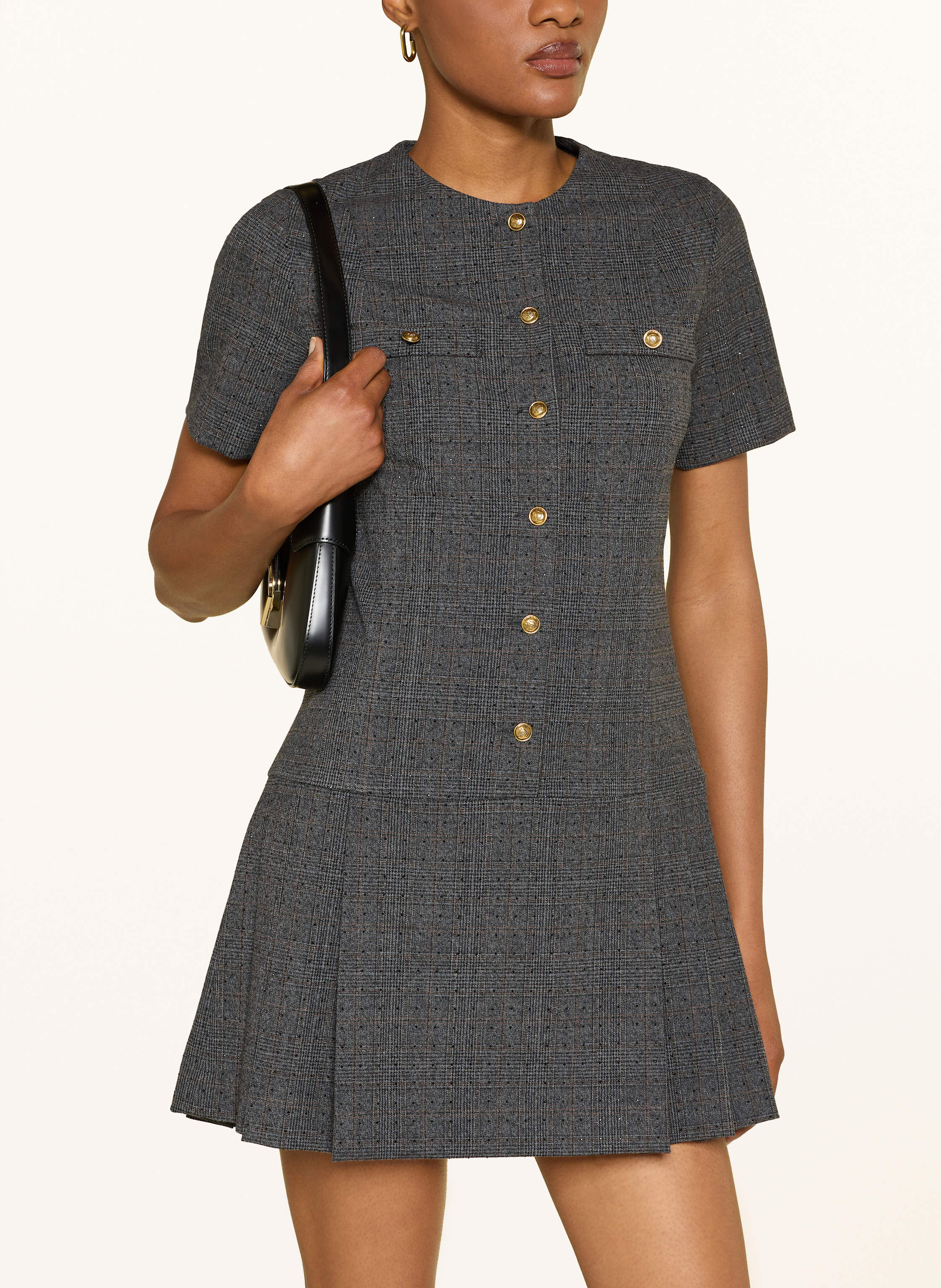 Thumbnail - Sandro Hemdblusenkleid Mit Schmucksteinen grau