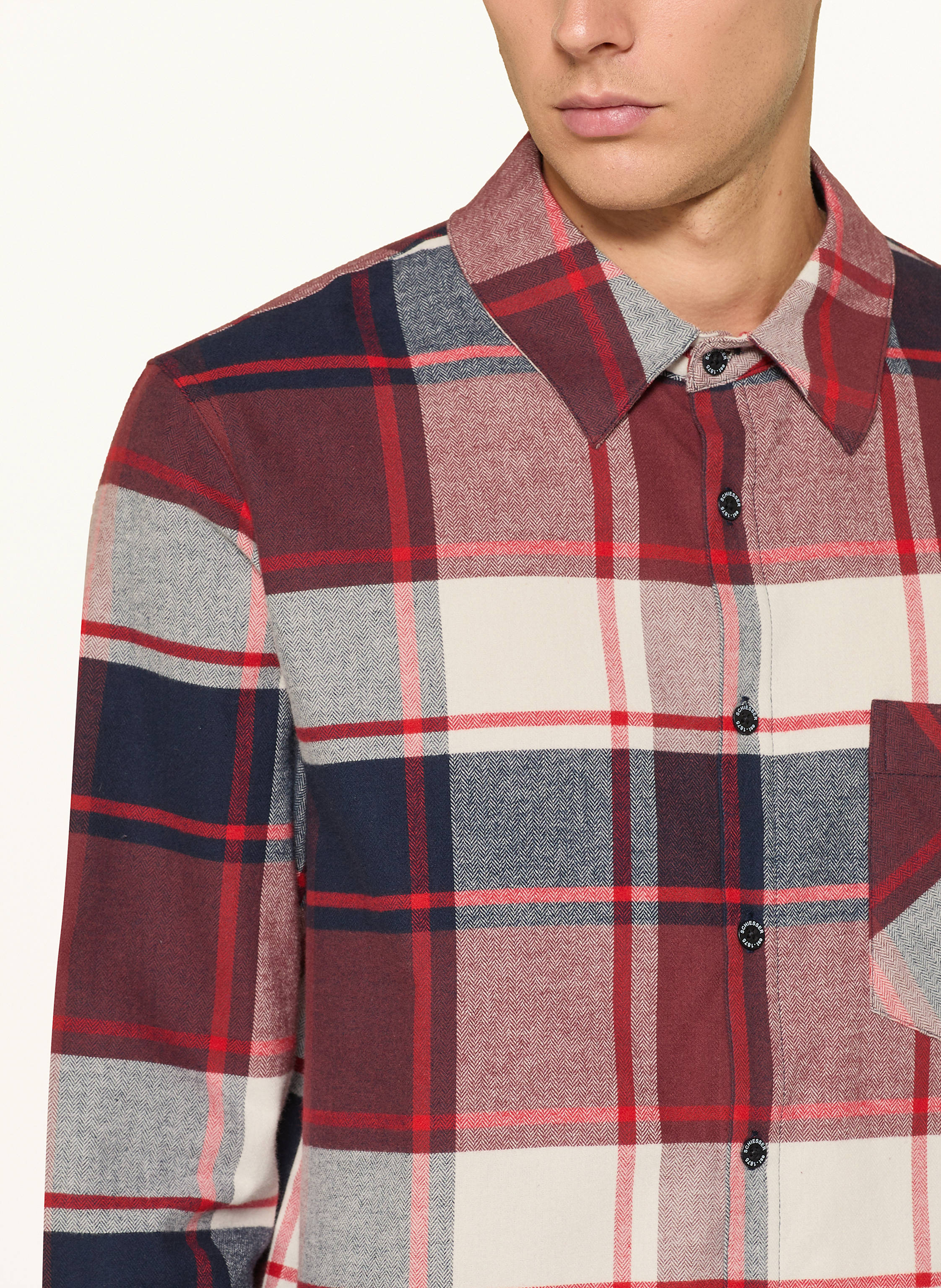 Thumbnail - Schiesser Schlafanzug Selected Premium Warming Aus Flanell rot