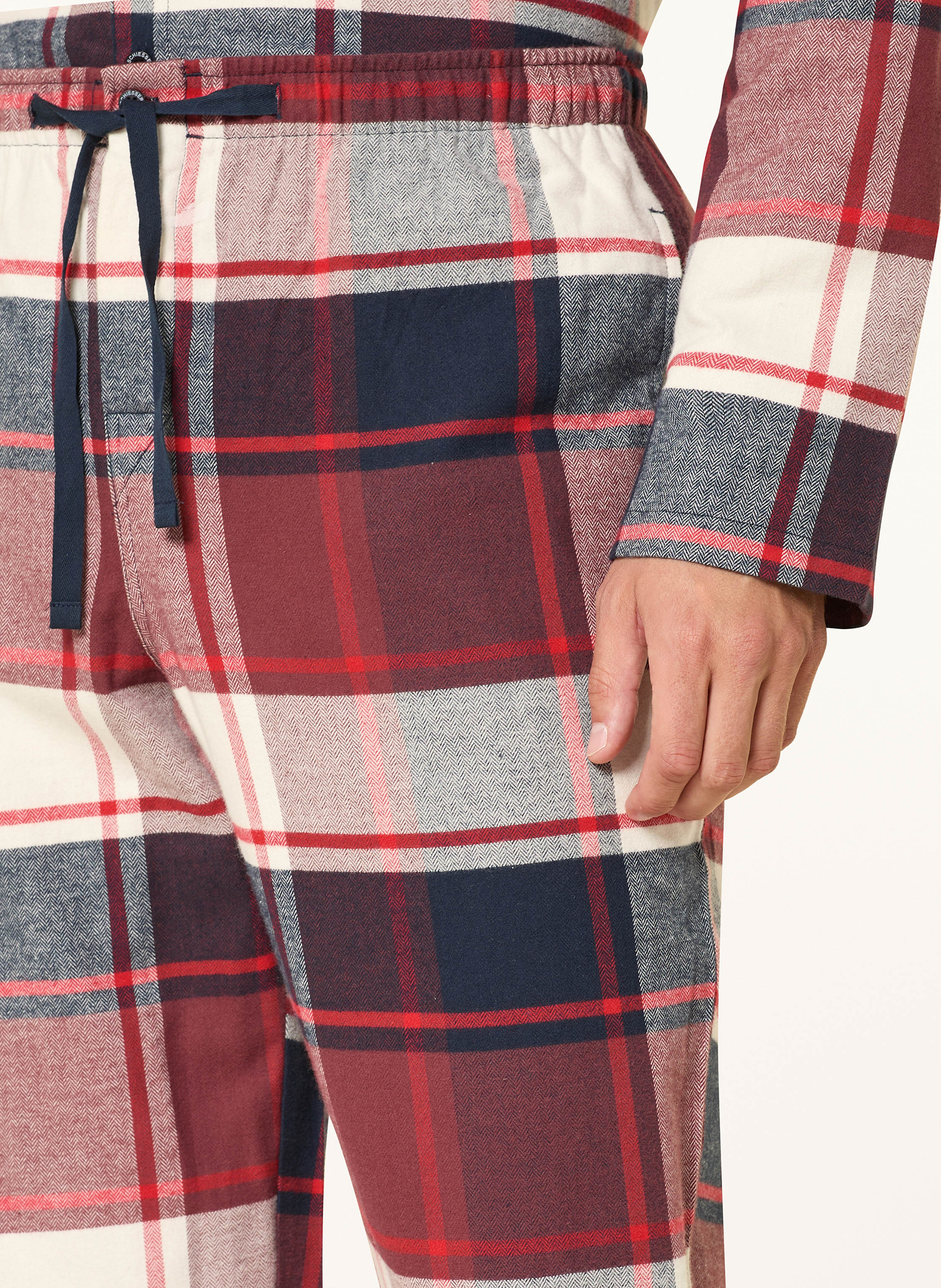 Thumbnail - Schiesser Schlafanzug Selected Premium Warming Aus Flanell rot