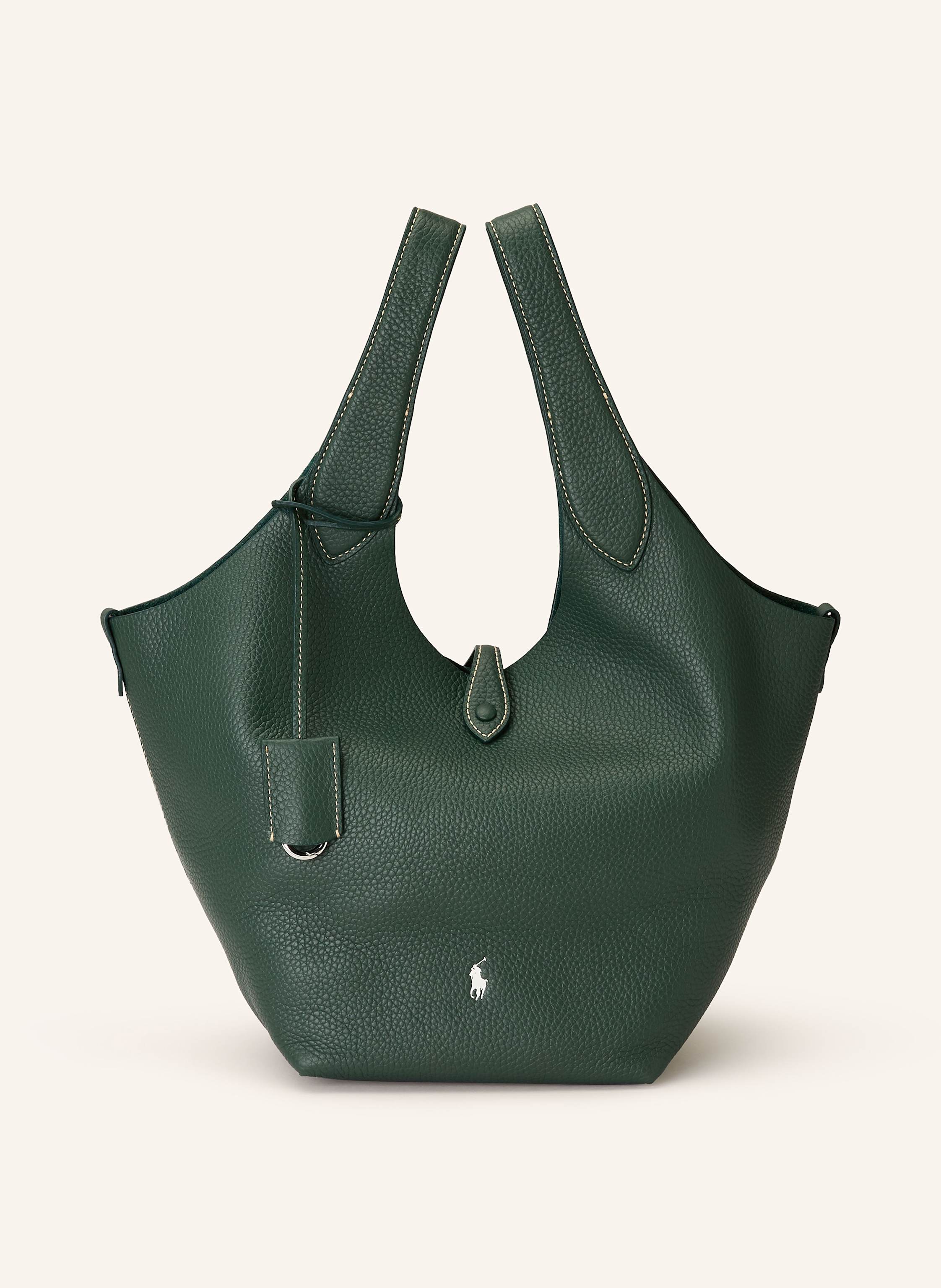 POLO RALPH LAUREN SHINY DRUM PEBBLE shopper in dark green