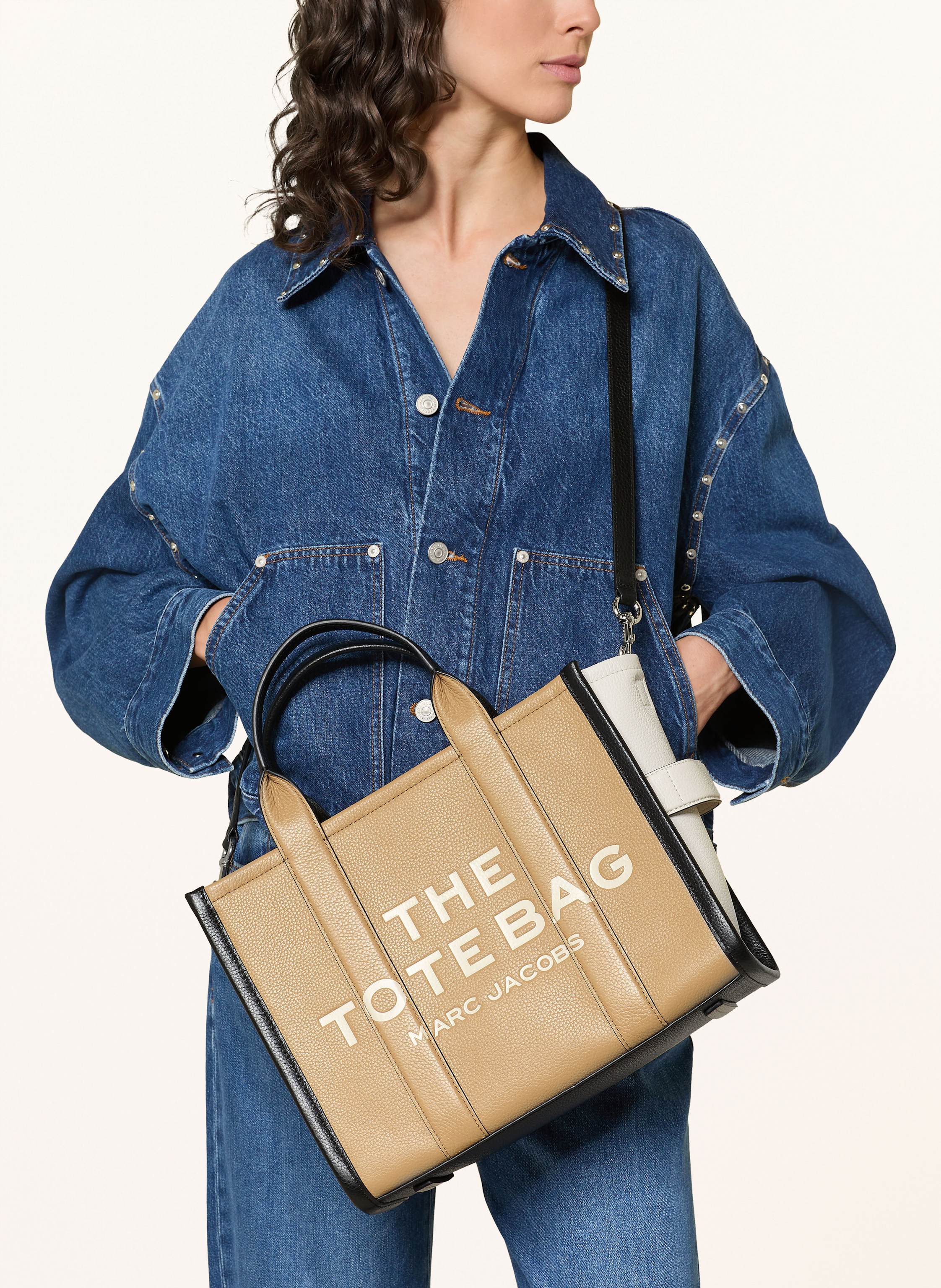 Thumbnail - Marc Jacobs Shopper The Colorblock Medium Tote Bag beige
