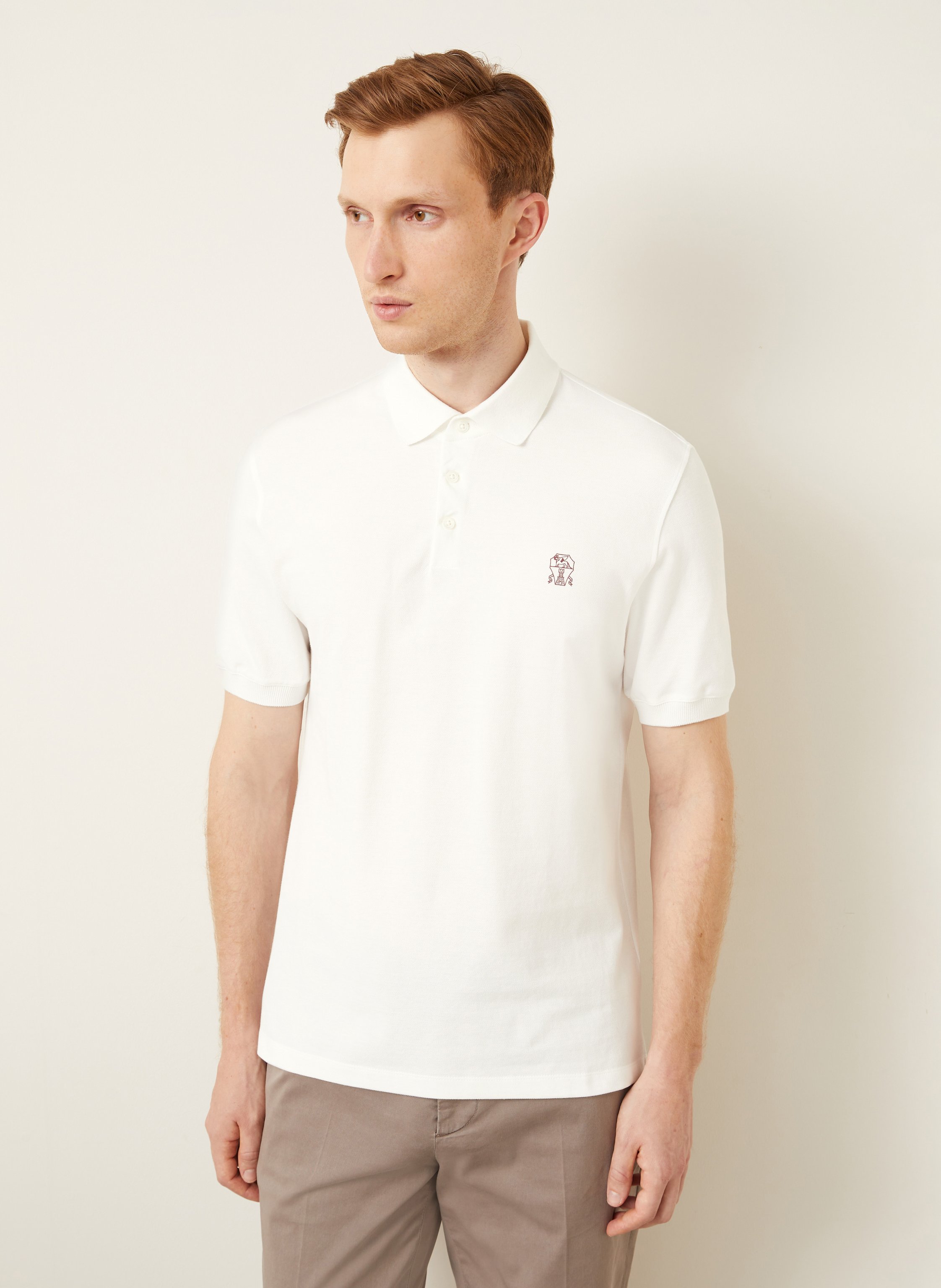 Thumbnail - Brunello Cucinelli Piqué-Poloshirt weiss