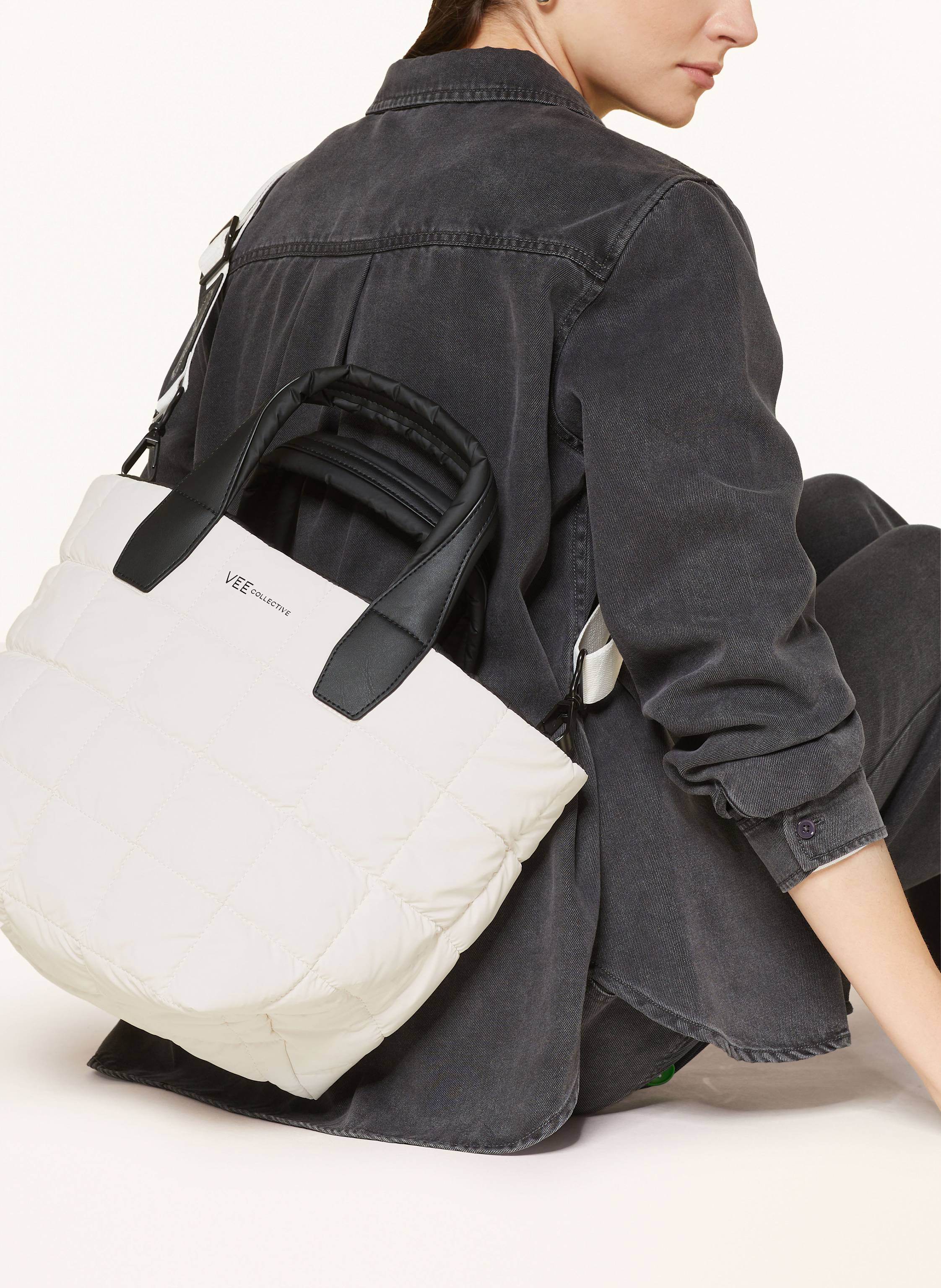 Thumbnail - Vee Collective Shopper Porter Tote Small Mit Pouch weiss