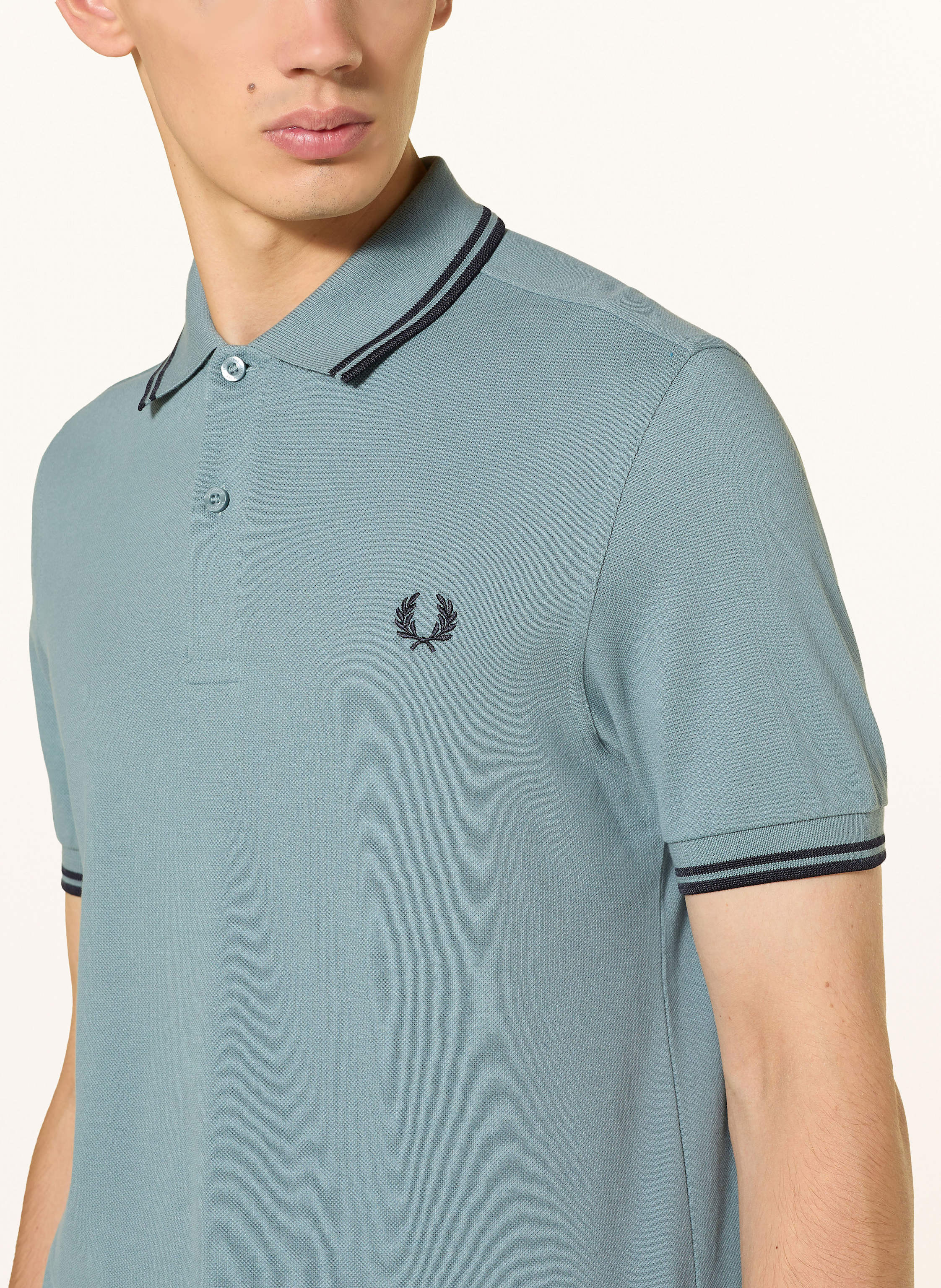 Thumbnail - Fred Perry Piqué-Poloshirt blau