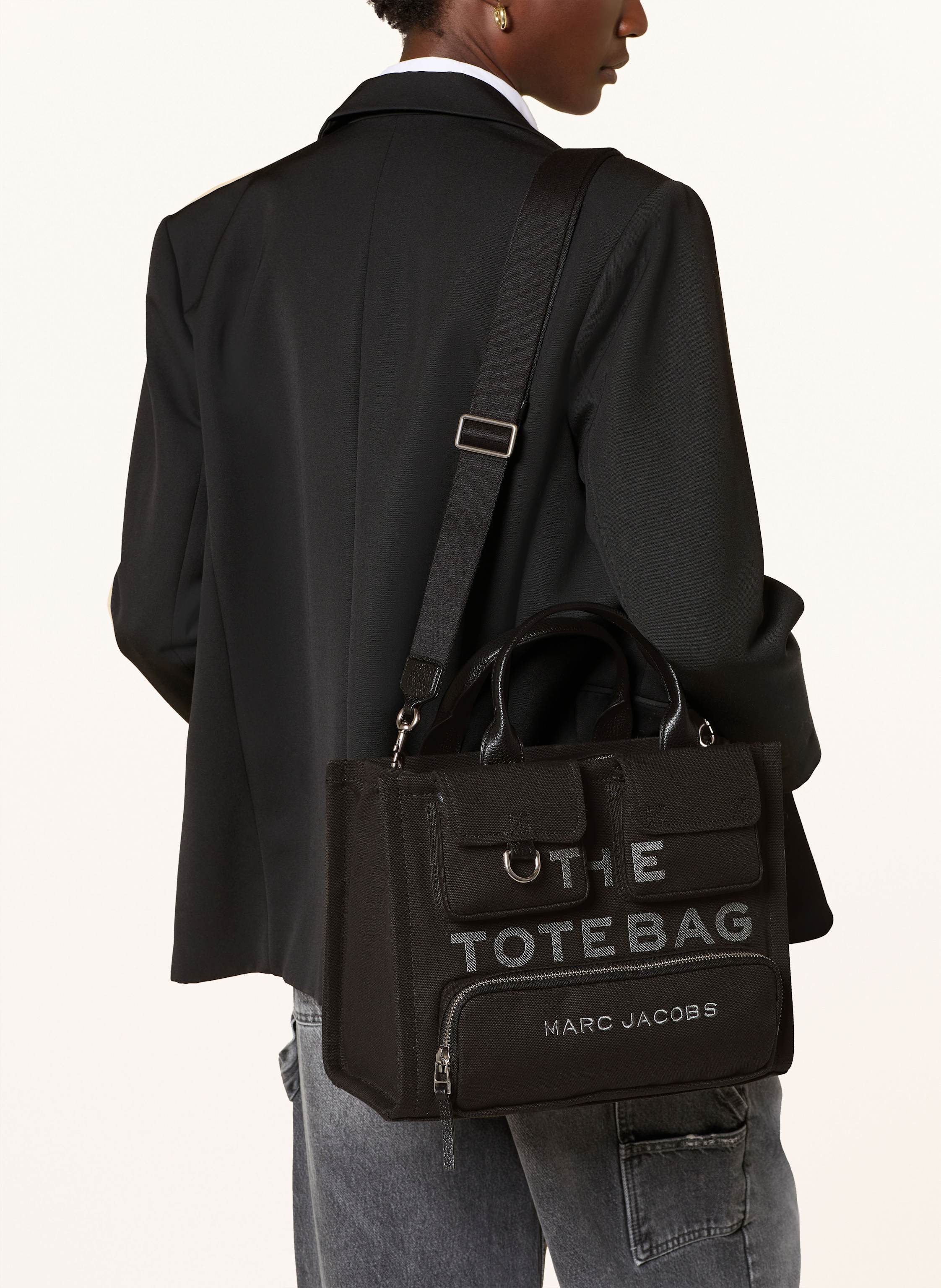 Thumbnail - Marc Jacobs Umhängetasche The Cargo Canvas Medium Tote Bag schwarz