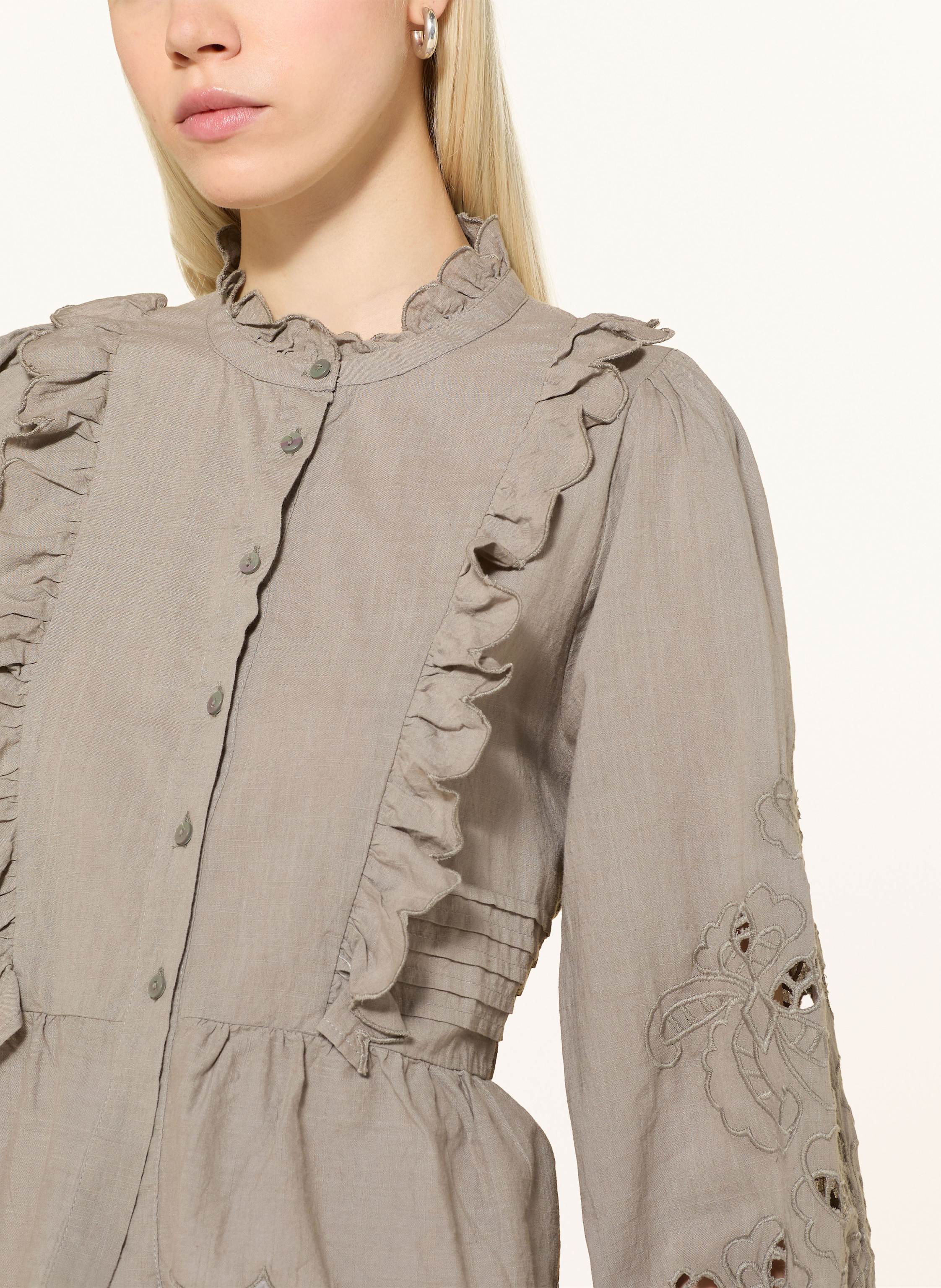 Thumbnail - Neo Noir Bluse Petrine Mit Lochspitze Und Rüschen gruen