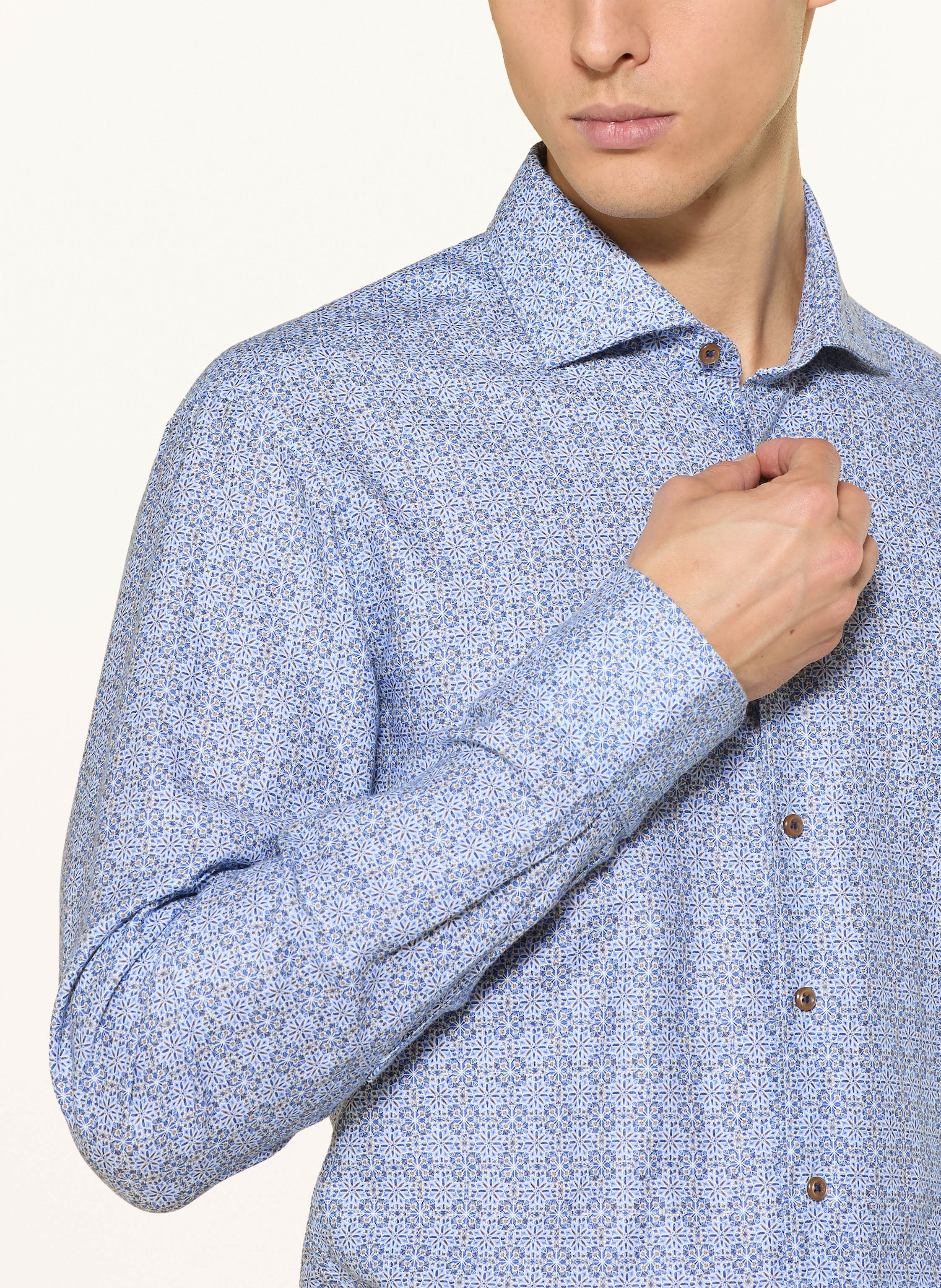 Thumbnail - 1863 By Eterna Hemd Slim Fit Mit Leinen blau