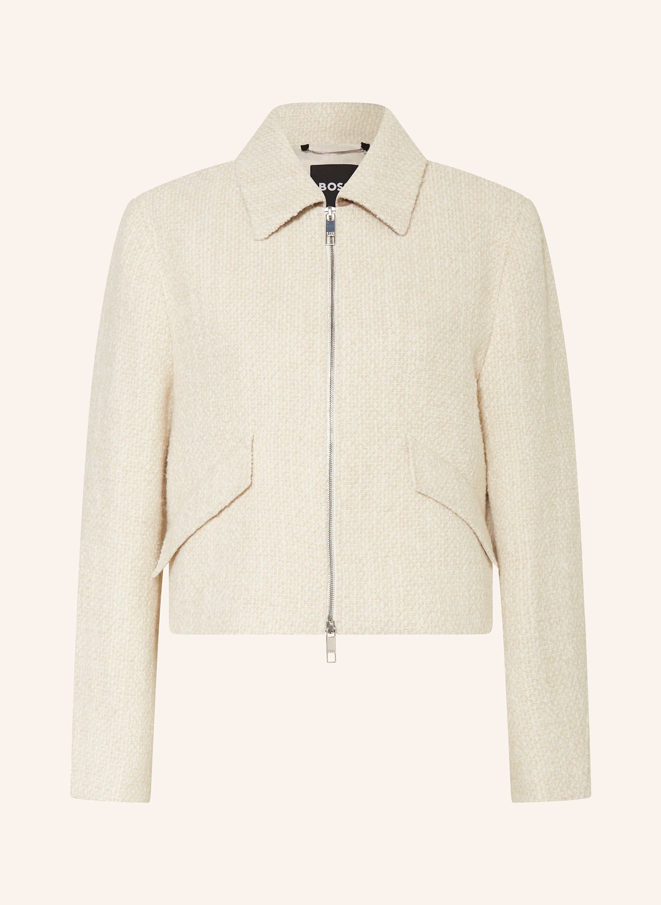 Boss Bouclé-Kastenjacke Cafiore weiss