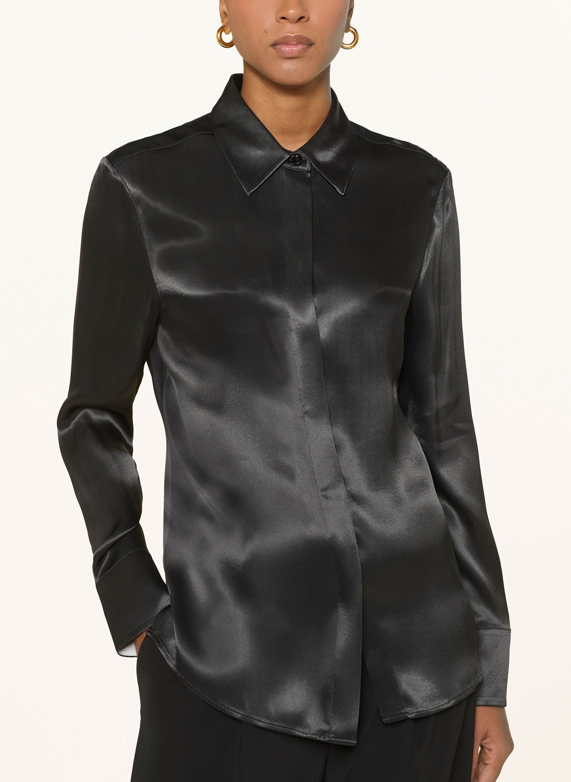 Thumbnail - Boss Hemdbluse beruta1 Aus Satin schwarz