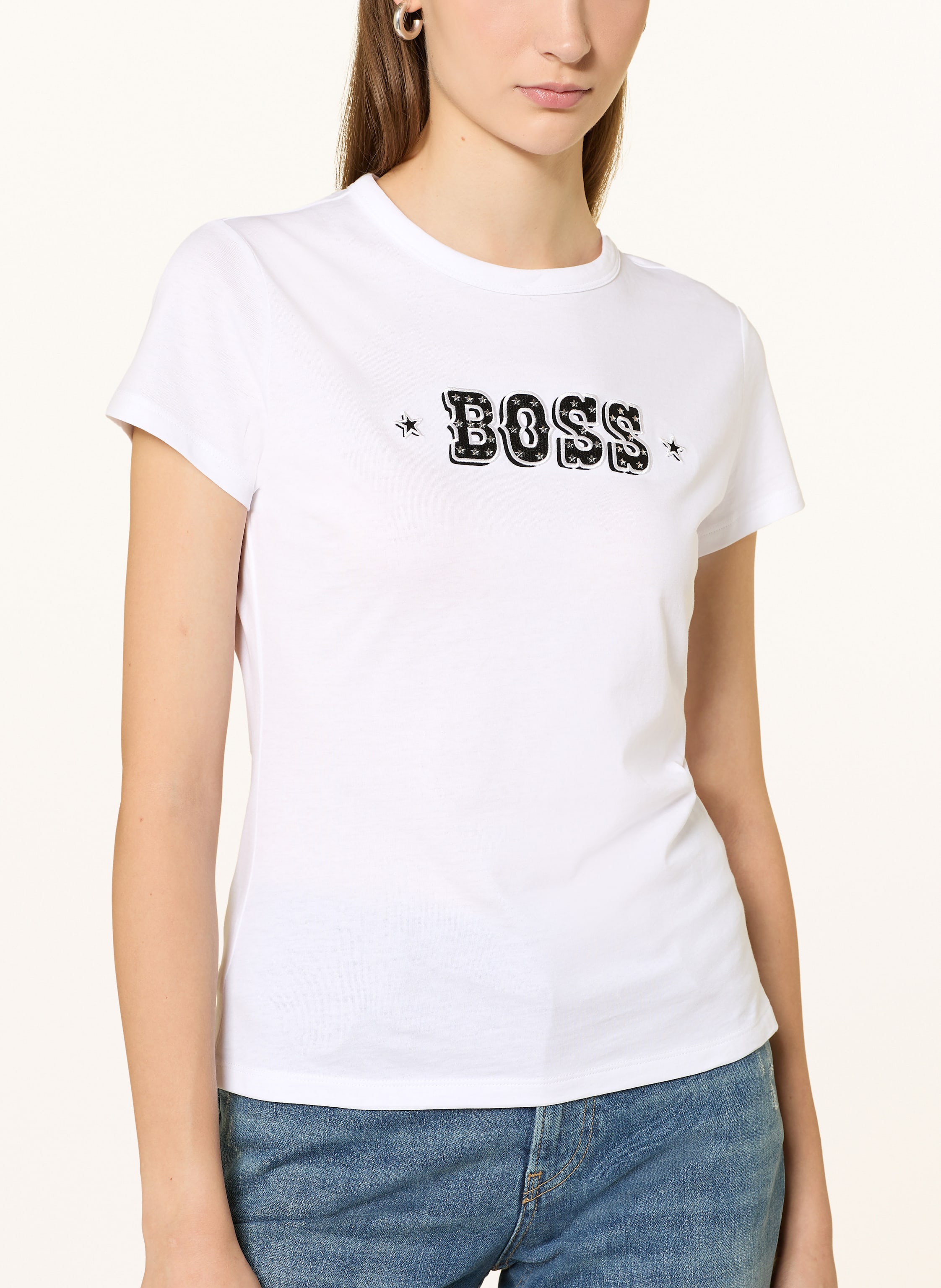 Thumbnail - Boss T-Shirt Endora Mit Schmucksteinen weiss