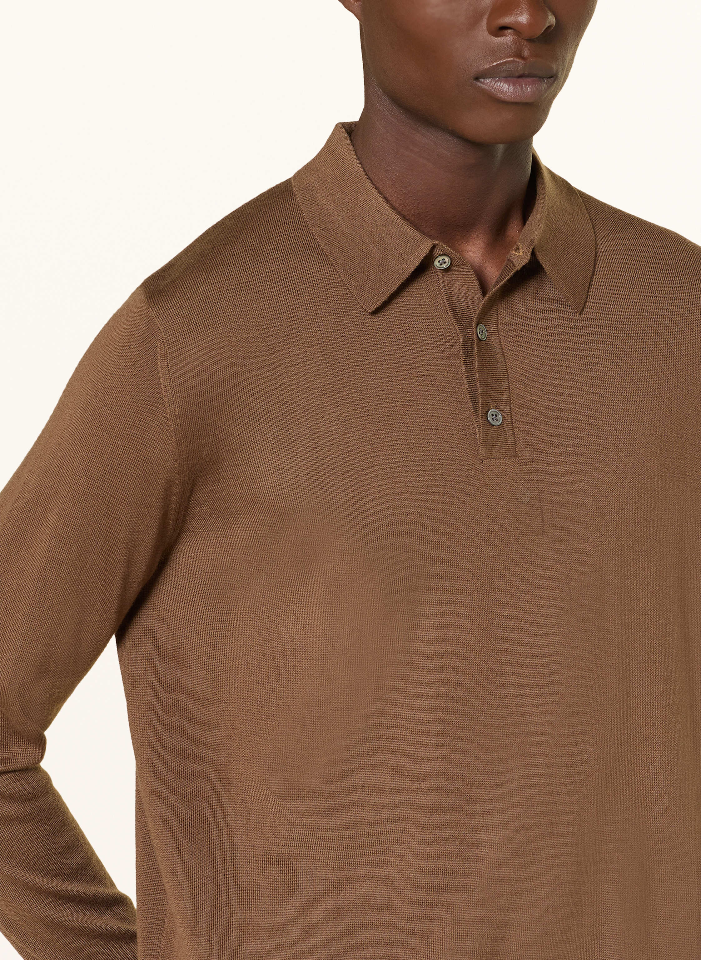 Thumbnail - Strokesman's Strick-Poloshirt braun