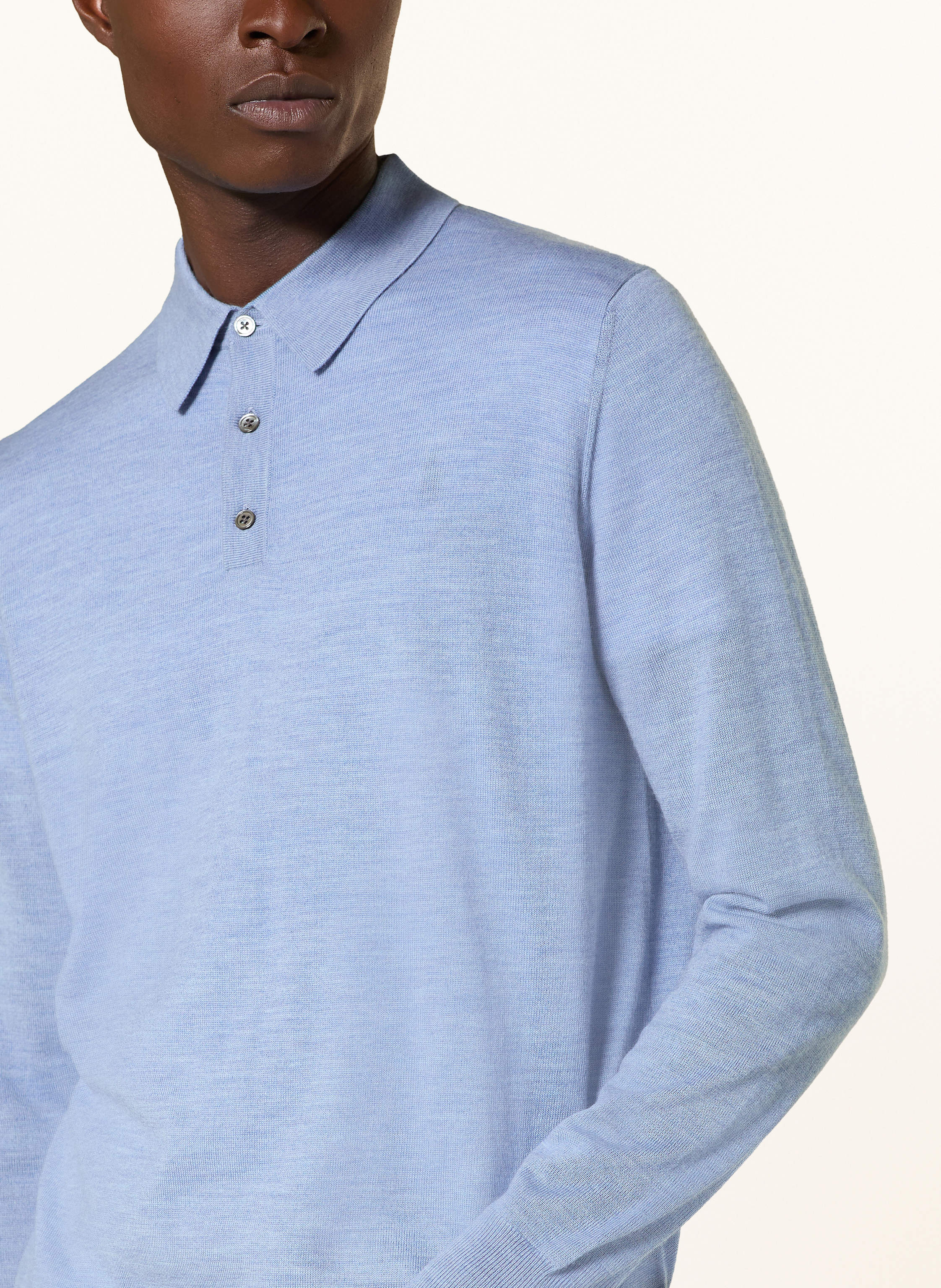 Thumbnail - Strokesman's Strick-Poloshirt blau