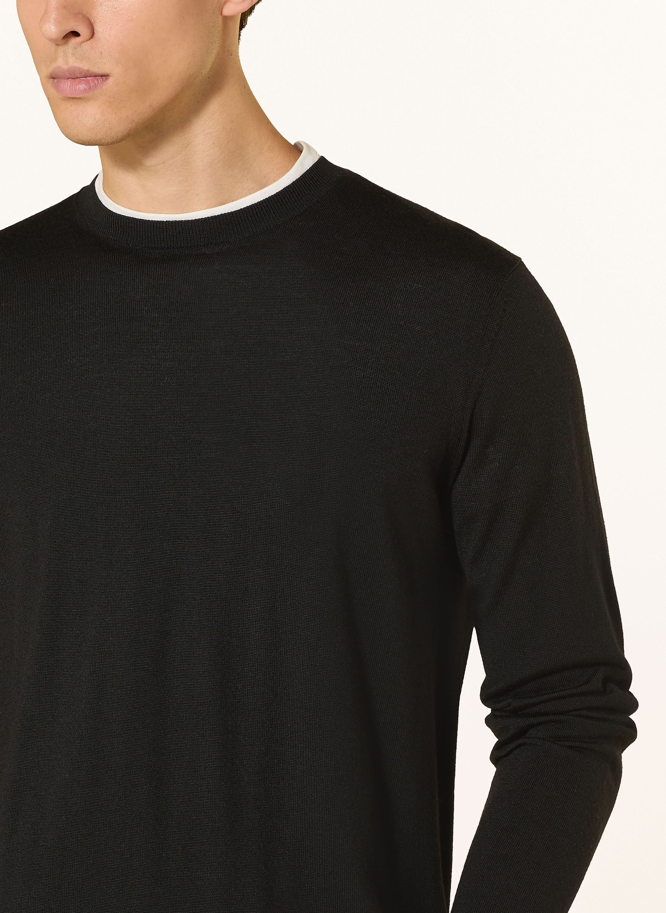 Thumbnail - Strokesman's Pullover Aus Merinowolle schwarz