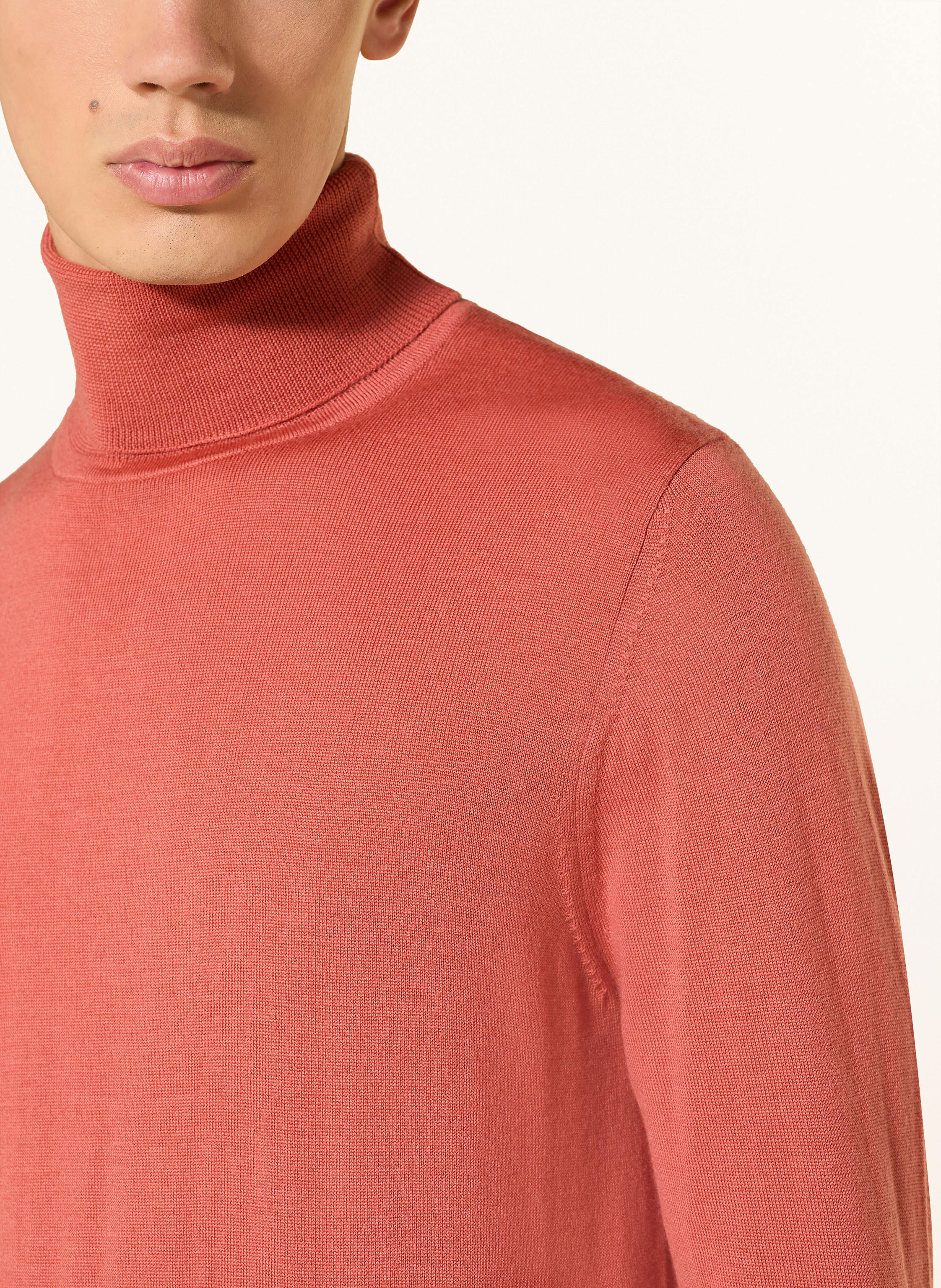 Thumbnail - Paul Rollkragenpullover Aus Merinowolle orange