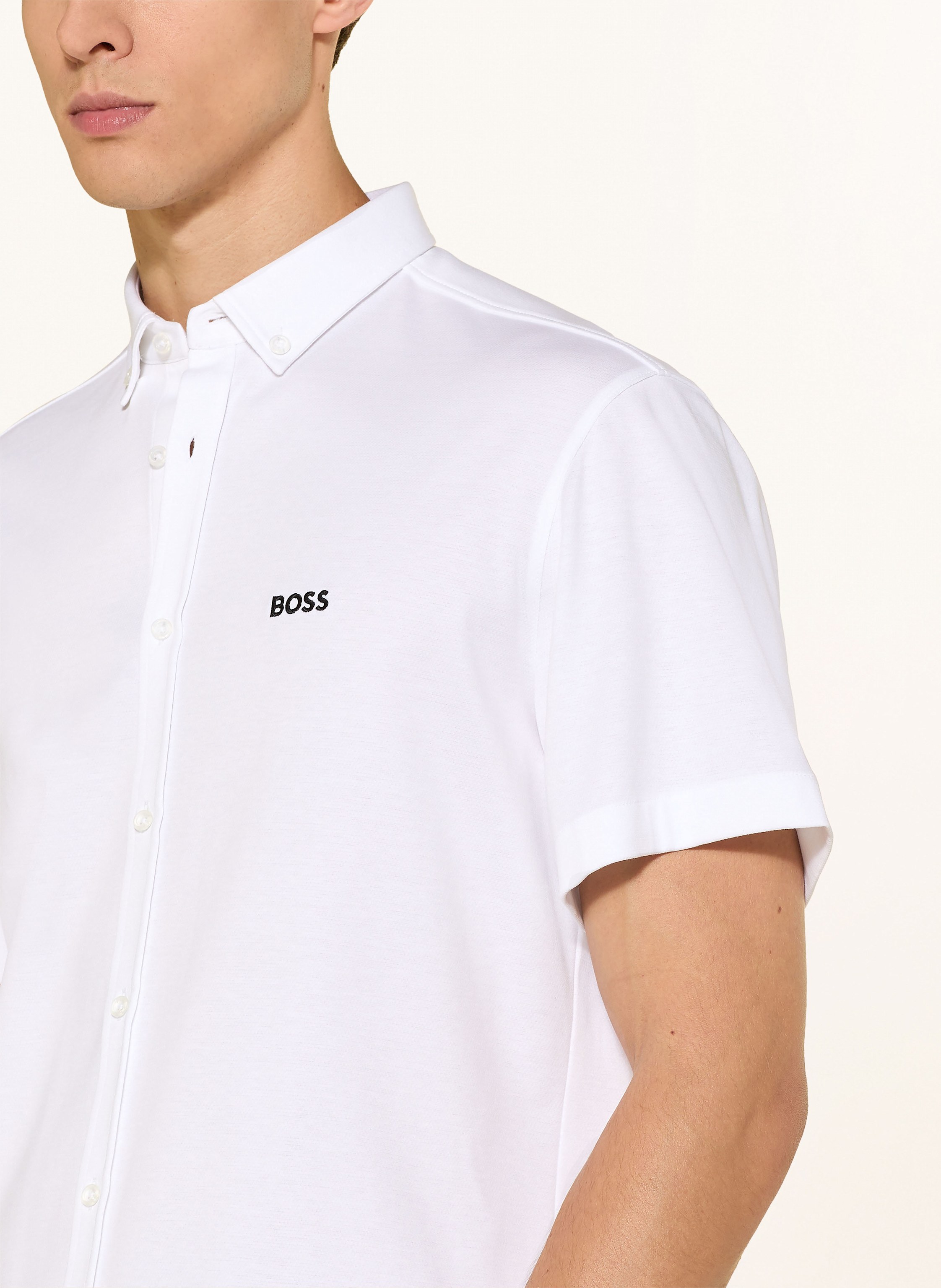 Thumbnail - Boss Kurzarm-Hemd Motion Regular Fit Aus Jersey weiss