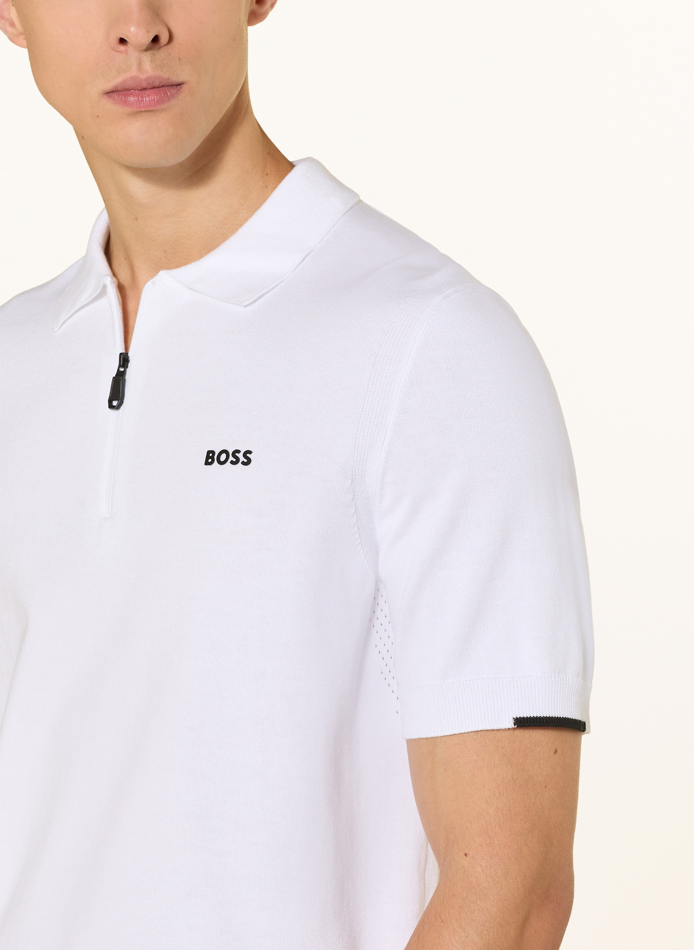 Thumbnail - Boss Strick-Poloshirt Ever weiss