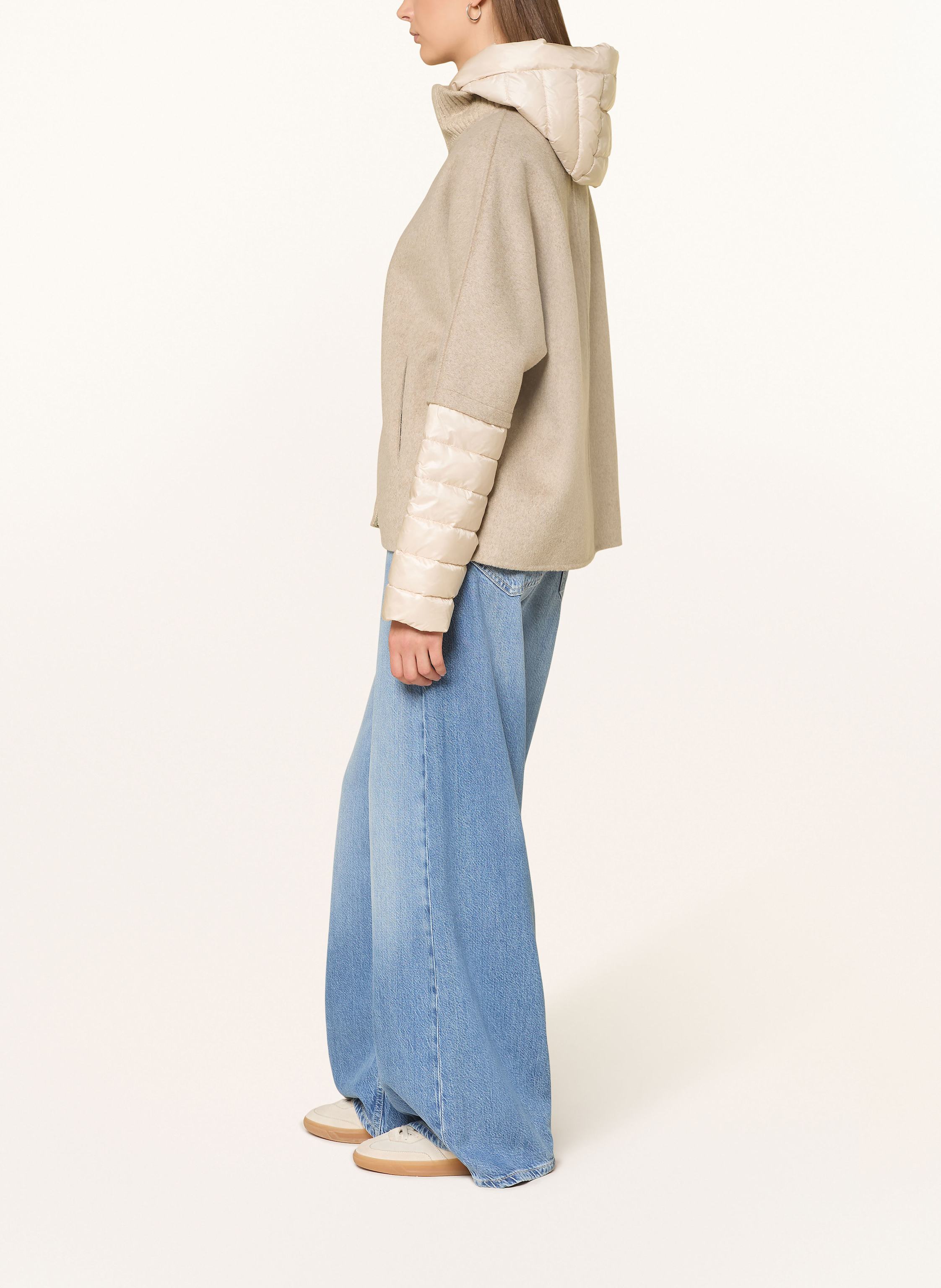 Thumbnail - Milestone Jacke Msazalea Im Materialmix Mit Abnehmbarer Kapuze beige