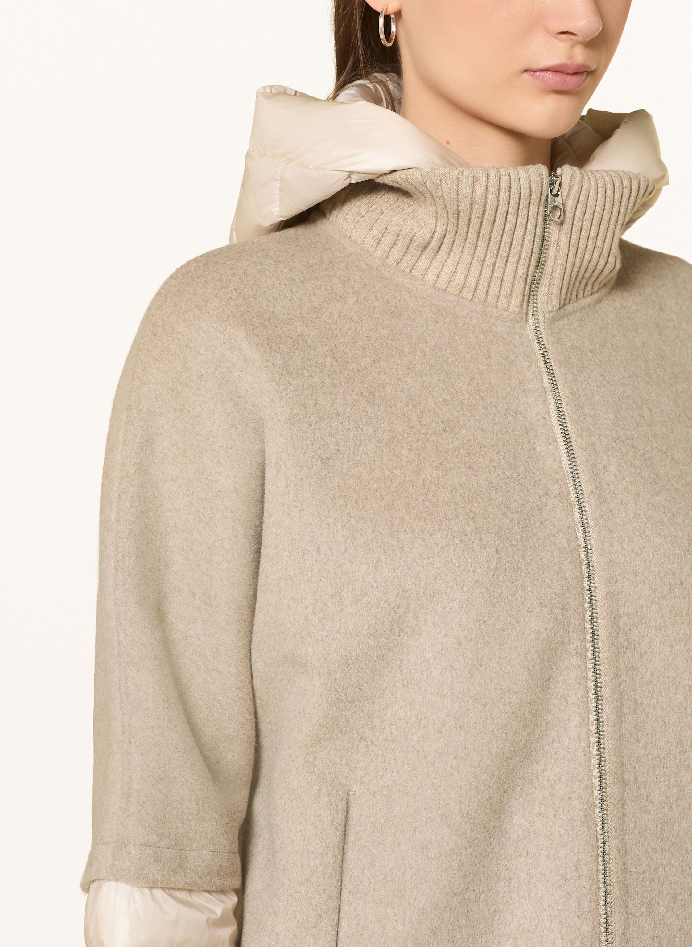 Thumbnail - Milestone Jacke Msazalea Im Materialmix Mit Abnehmbarer Kapuze beige