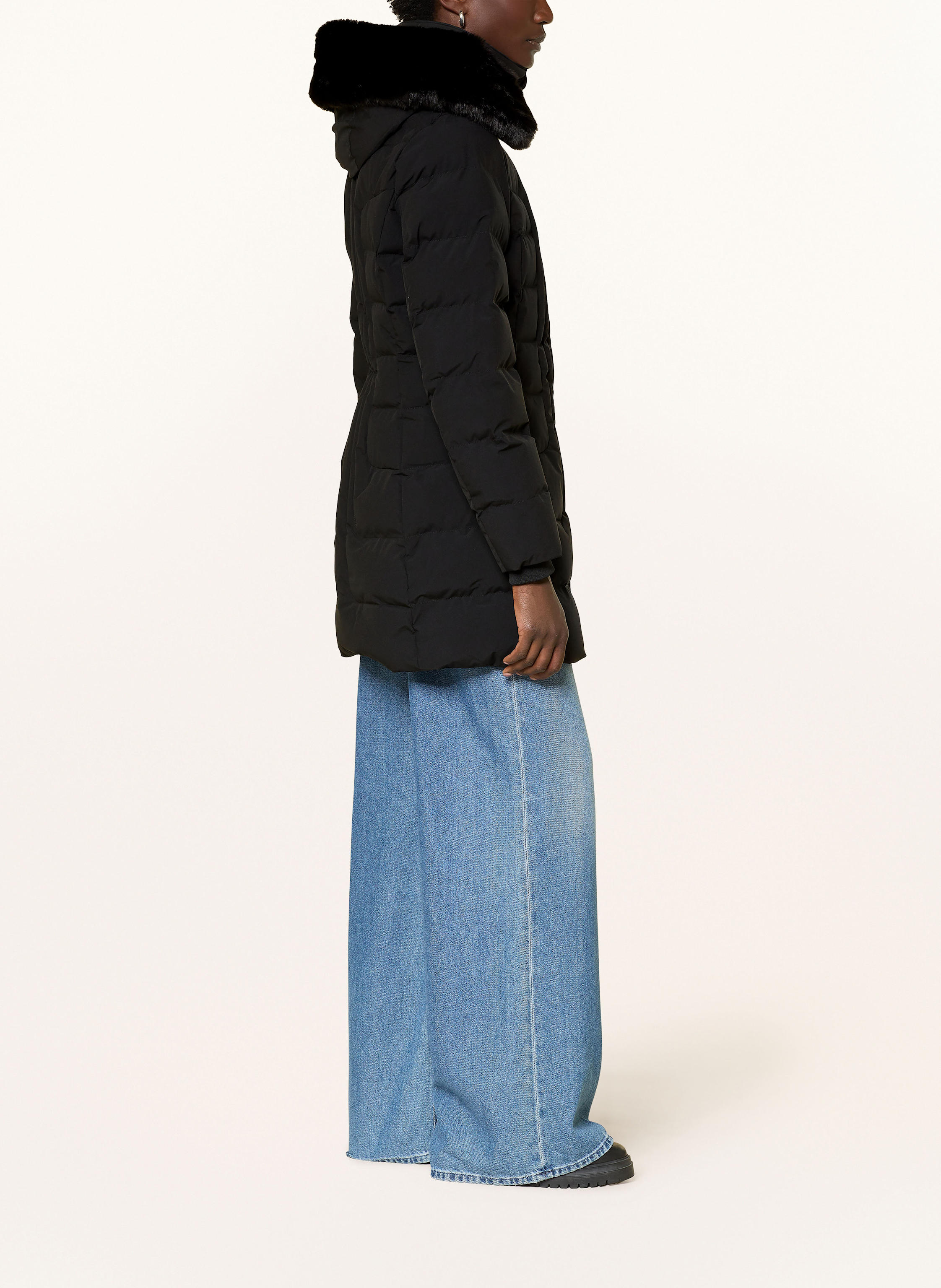 Thumbnail - Wellensteyn Steppmantel Belvitesse Long Mit Dupont™ Sorona®-Isolierung Und Abnehmbarem Kunstpelz schwarz