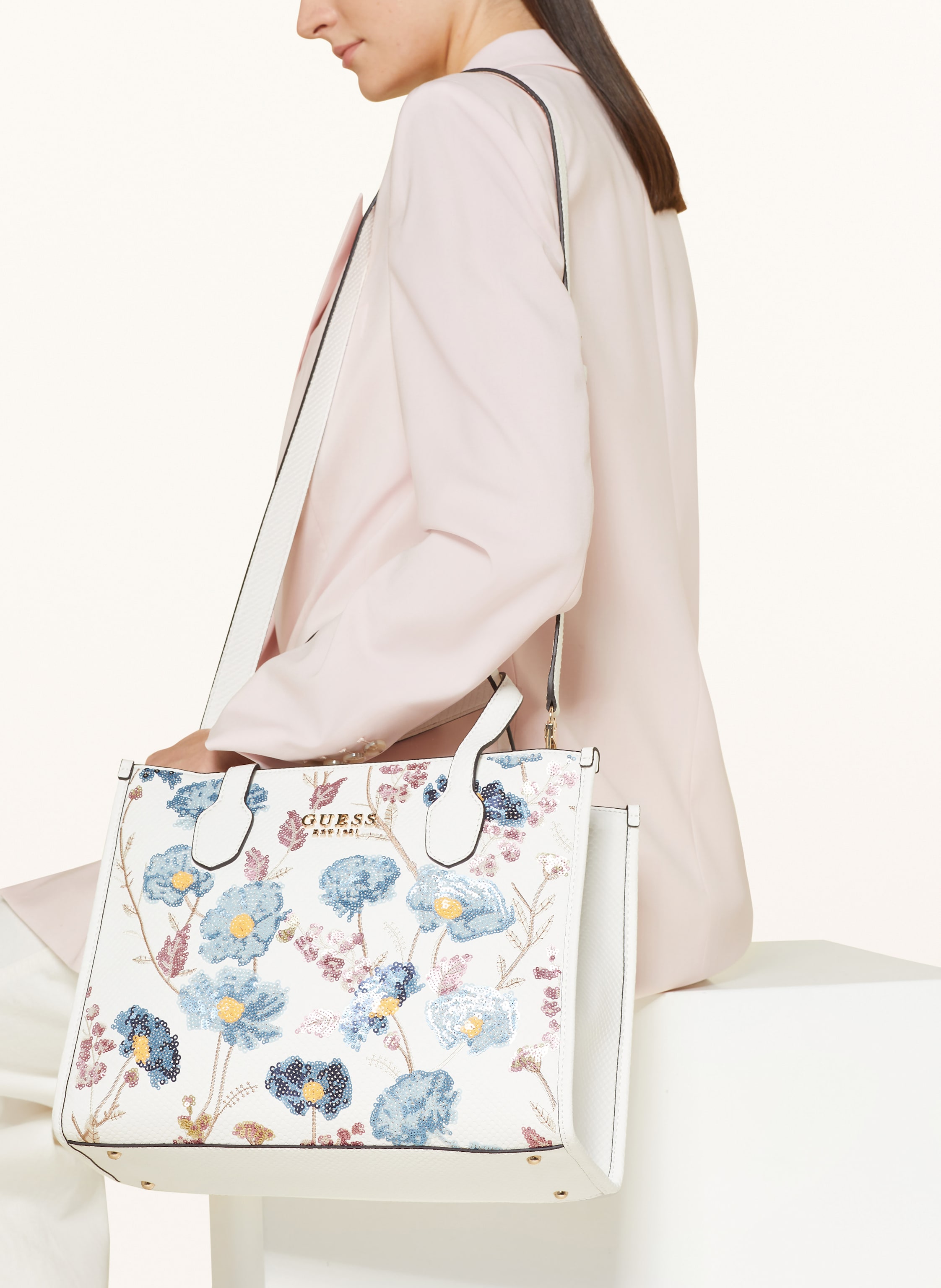 Thumbnail - Guess Handtasche Zaria Mit Pailletten weiss